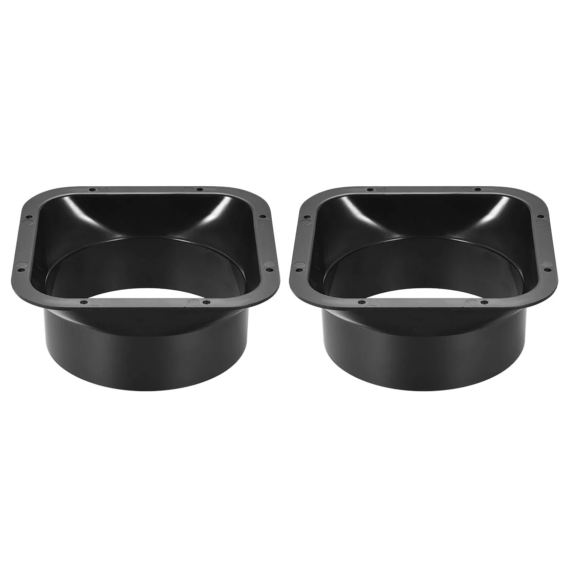 Black Duct Connector Square Flange ABS Plastic Air Outlet Inlet Adaptor for 5.91Inch Dia Hose 2Pcs