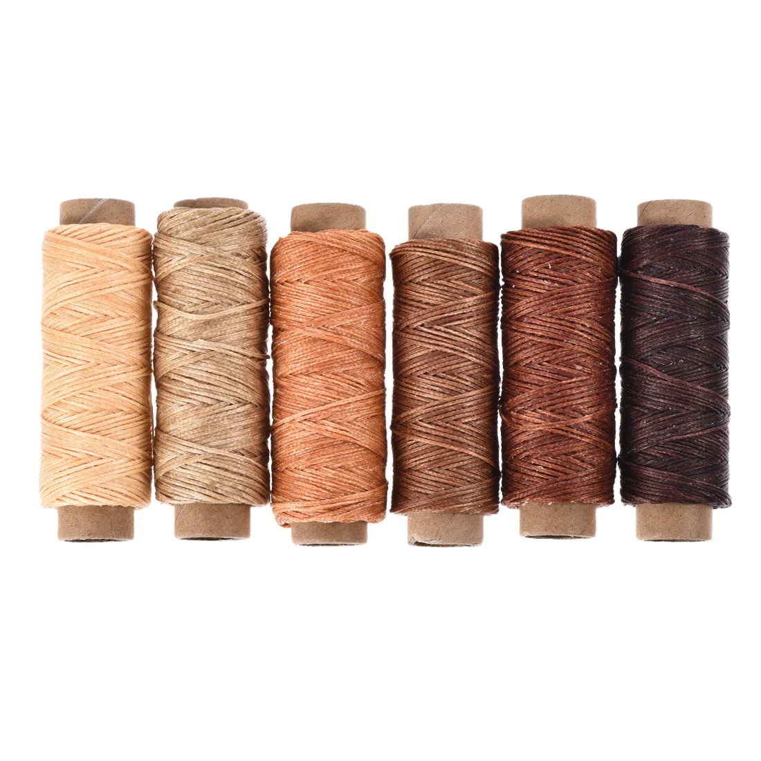 Leather Sewing Thread Set 55Yards 175D/1mm Waxed Cords, (Wooden Colors, 6Pcs)