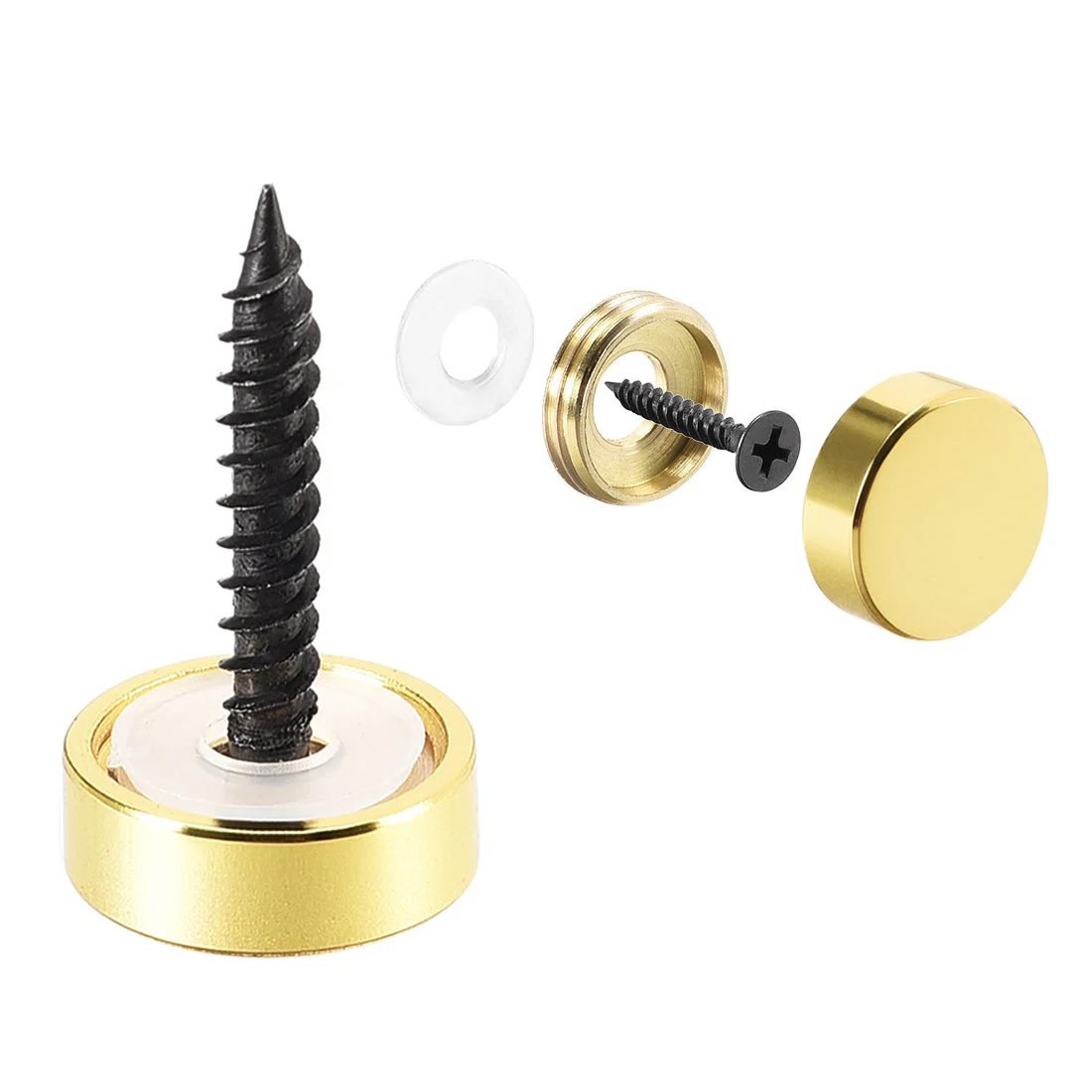 Mirror Screws, Decorative Cap Fasteners Cover Nails, Electroplated, Bright Golden 14mm/0.55" Brass 12pcs