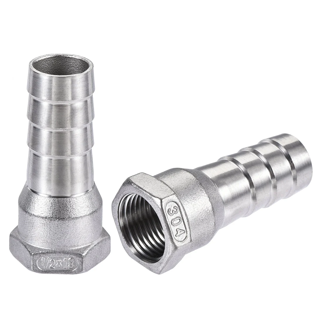 304 Stainless Steel Hose Barb Fitting Coupler 19mm Barb G1/2 Female Thread 2Pcs