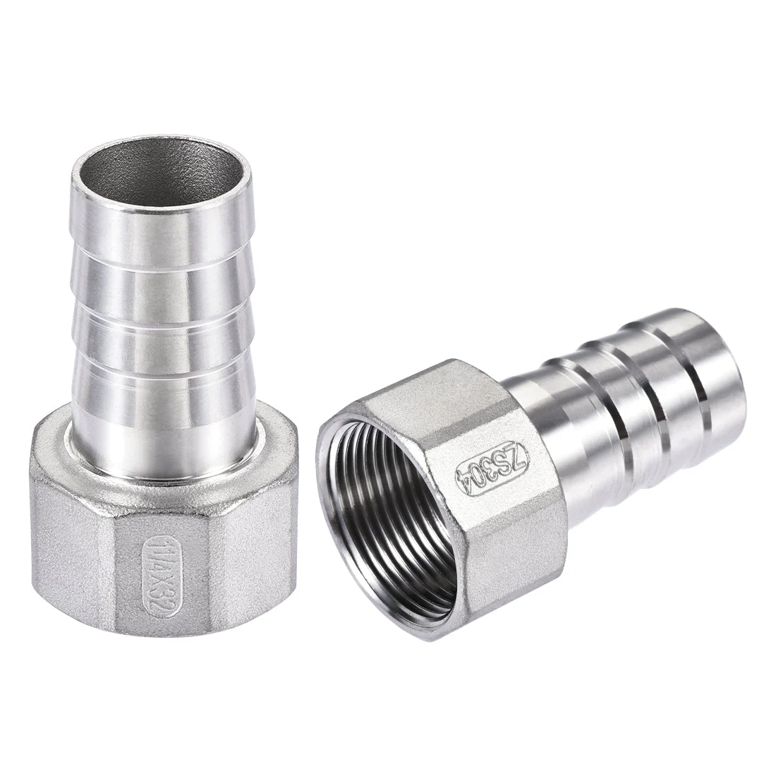 304 Stainless Steel Hose Barb Fitting Coupler, 32mm Barb x PT1-1/4 Female Thread Pipe Adapter