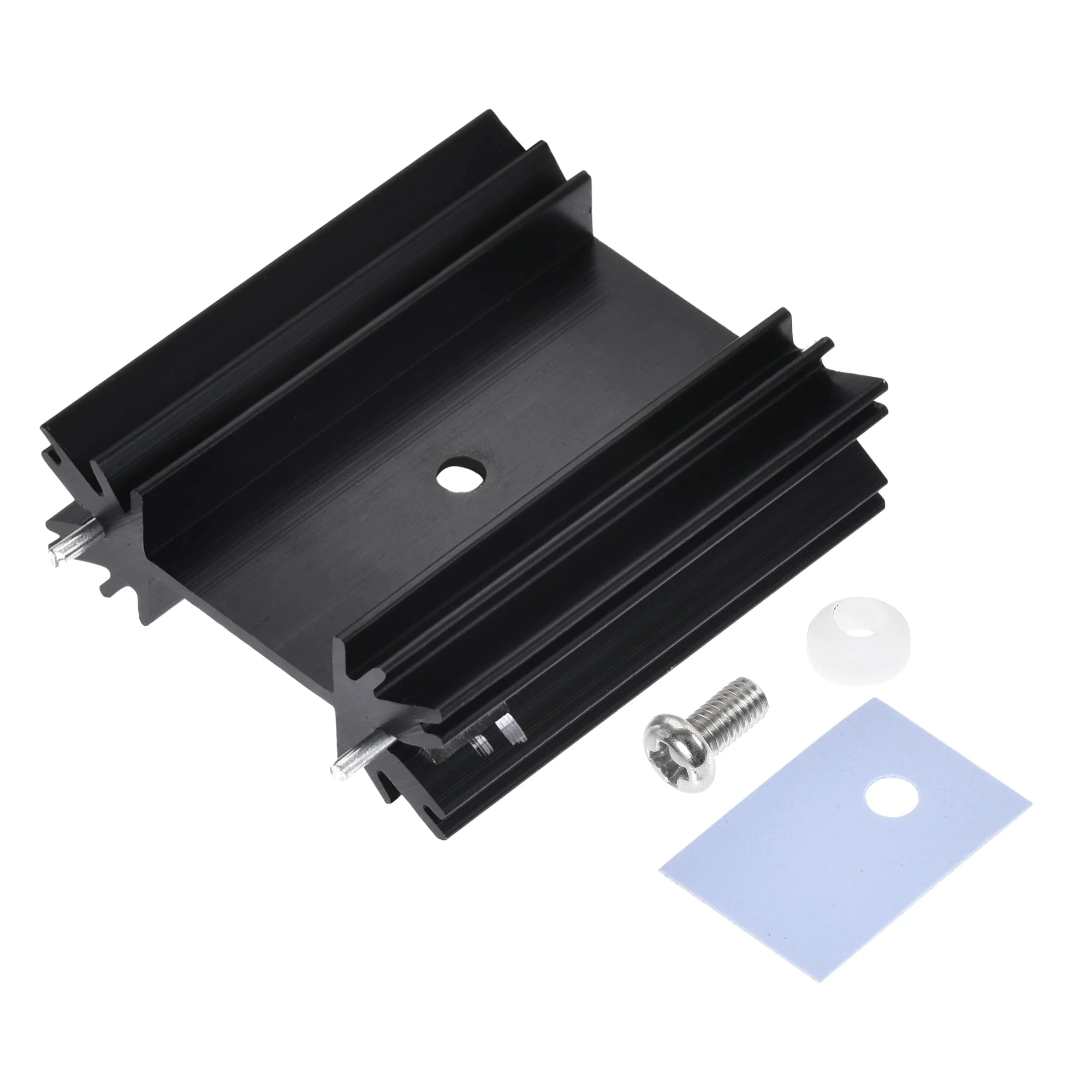 34mm x 25mm x 12mm TO-220 Aluminum Heatsink for Cooling Transistor Diodes with 2 Support Pin Black 6pcs