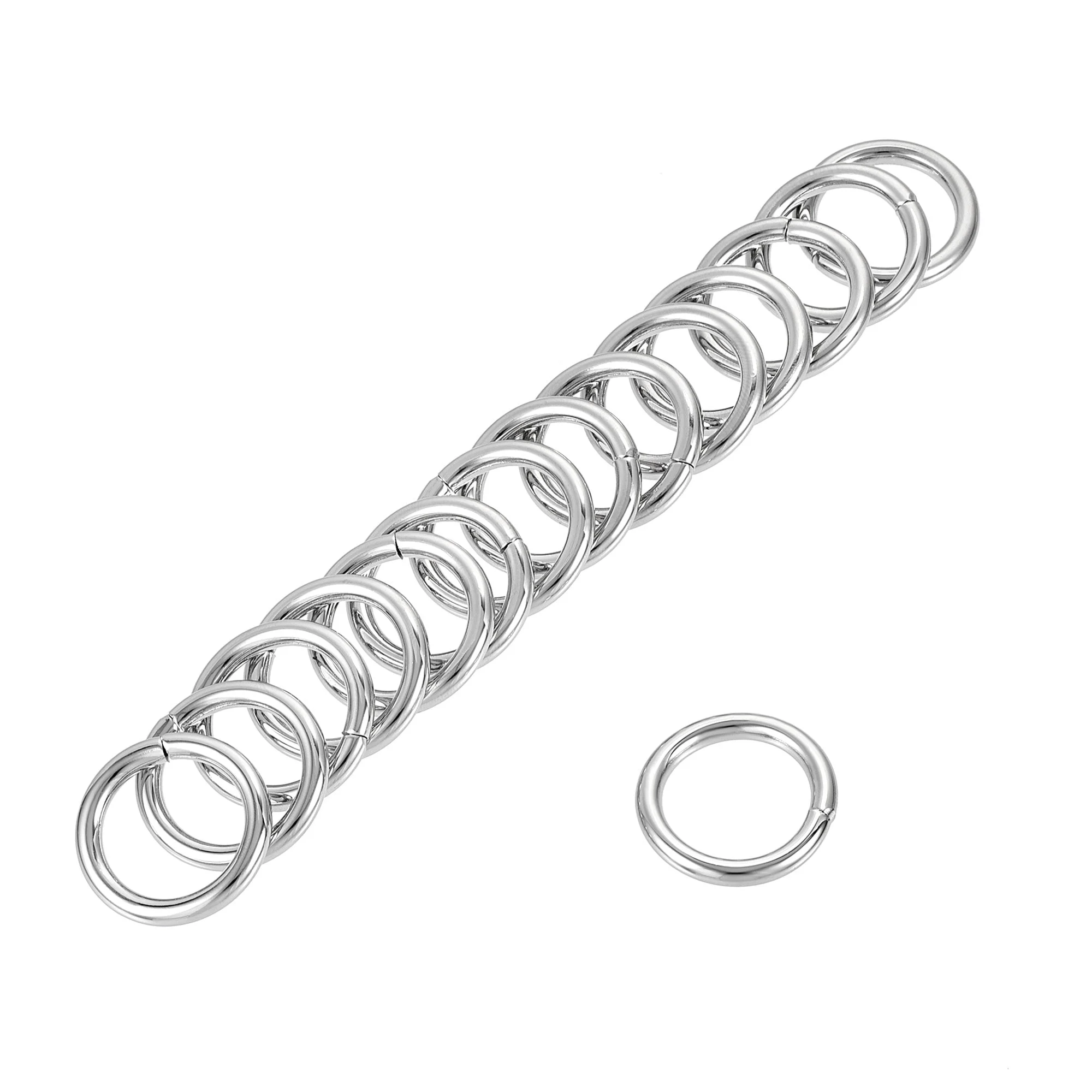 Metal O Ring 20mm(0.79") ID 3.8mm Thickness Non-Welded Rings Silver Tone 15pcs