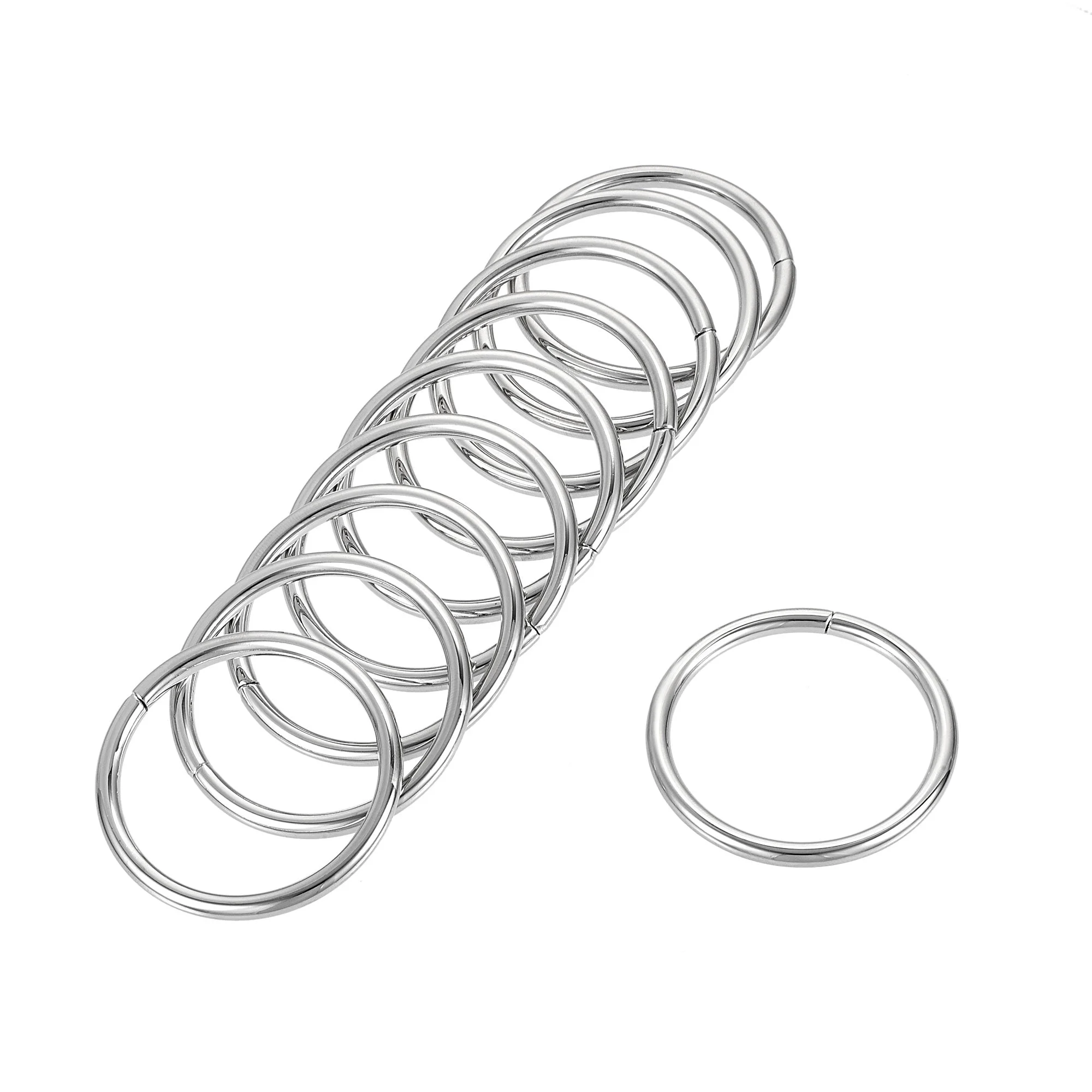 Metal O Ring 38mm(1.5") ID 3.8mm Thickness Non-Welded Rings Silver Tone 10pcs