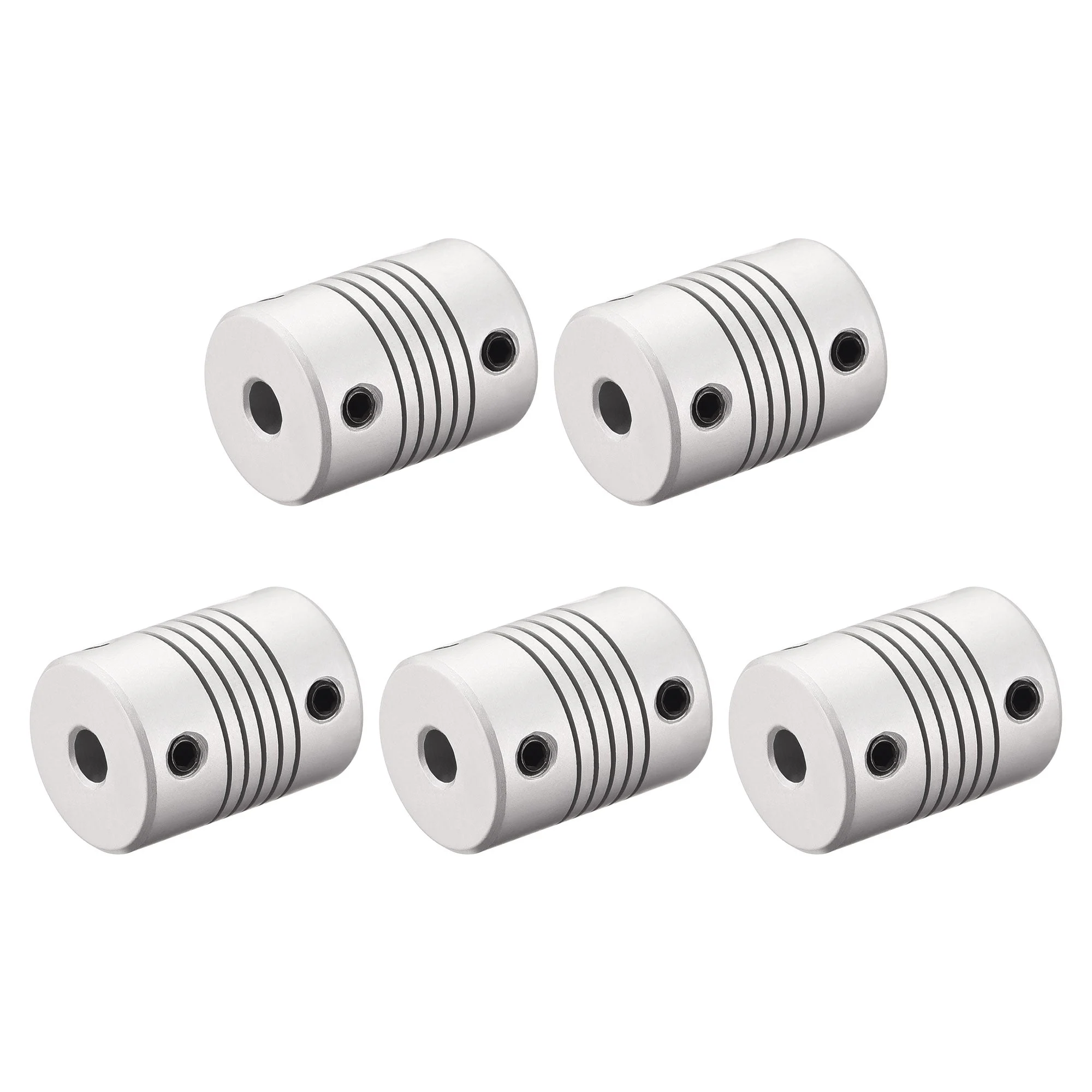 5mm to 6mm Aluminum Alloy Shaft Coupling Flexible Coupler L25xD19 Silver,5pcs