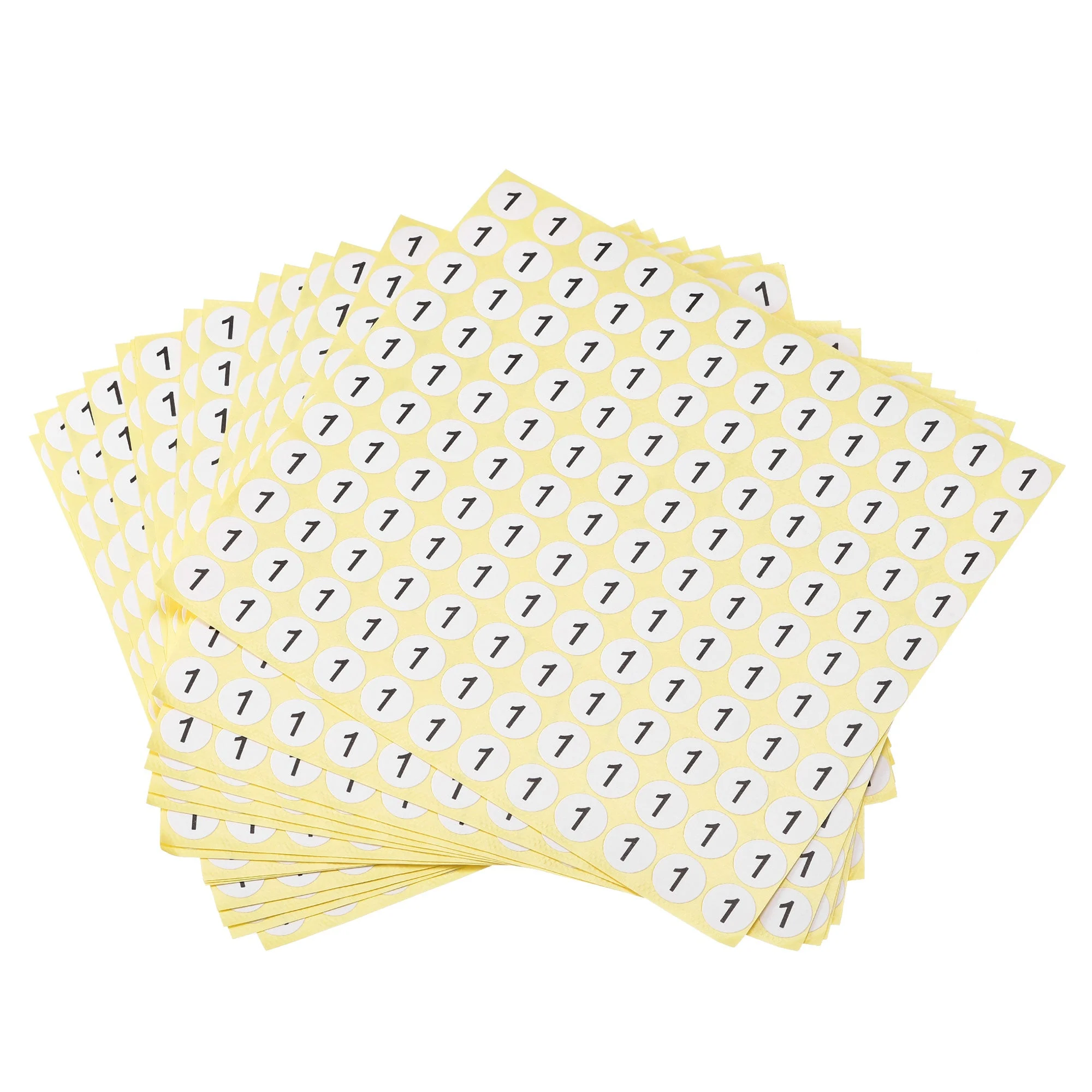 Round Number Stickers, 13mm Dia Number 1 Coated Paper Label 15 Sheets 1980pcs, Black Word/White Background