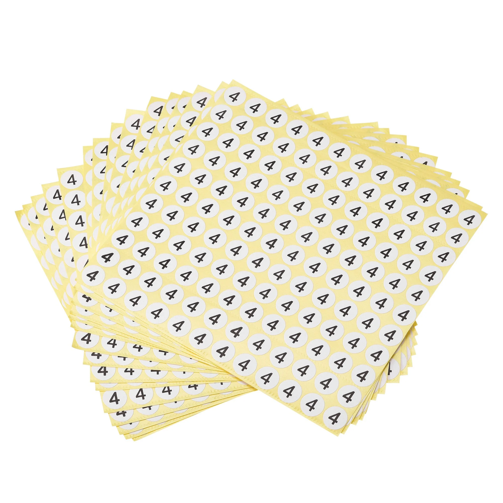 Round Number Stickers, 13mm Dia Number 4 Coated Paper Label 15 Sheets 1980pcs, Black Word/White Background