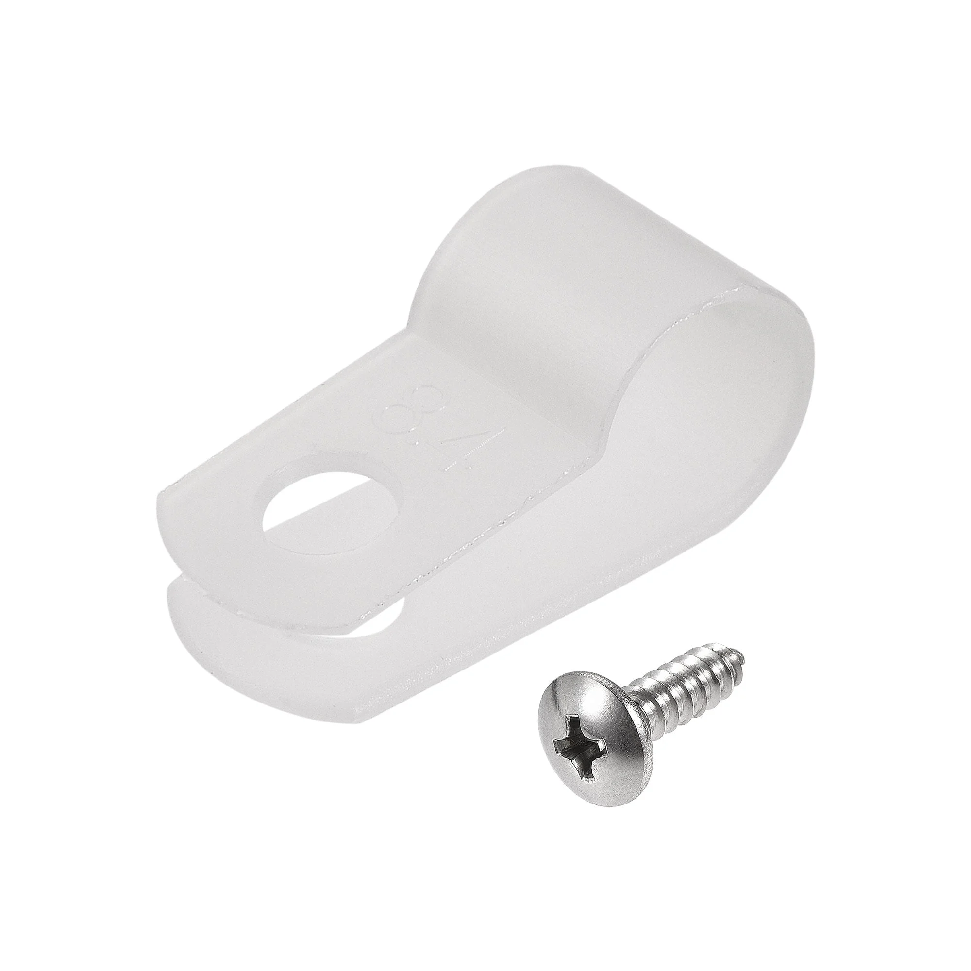 Uxcell 8.4mm Nylon R Type Cable Clip Wire Clamp with Screws White 50pcs