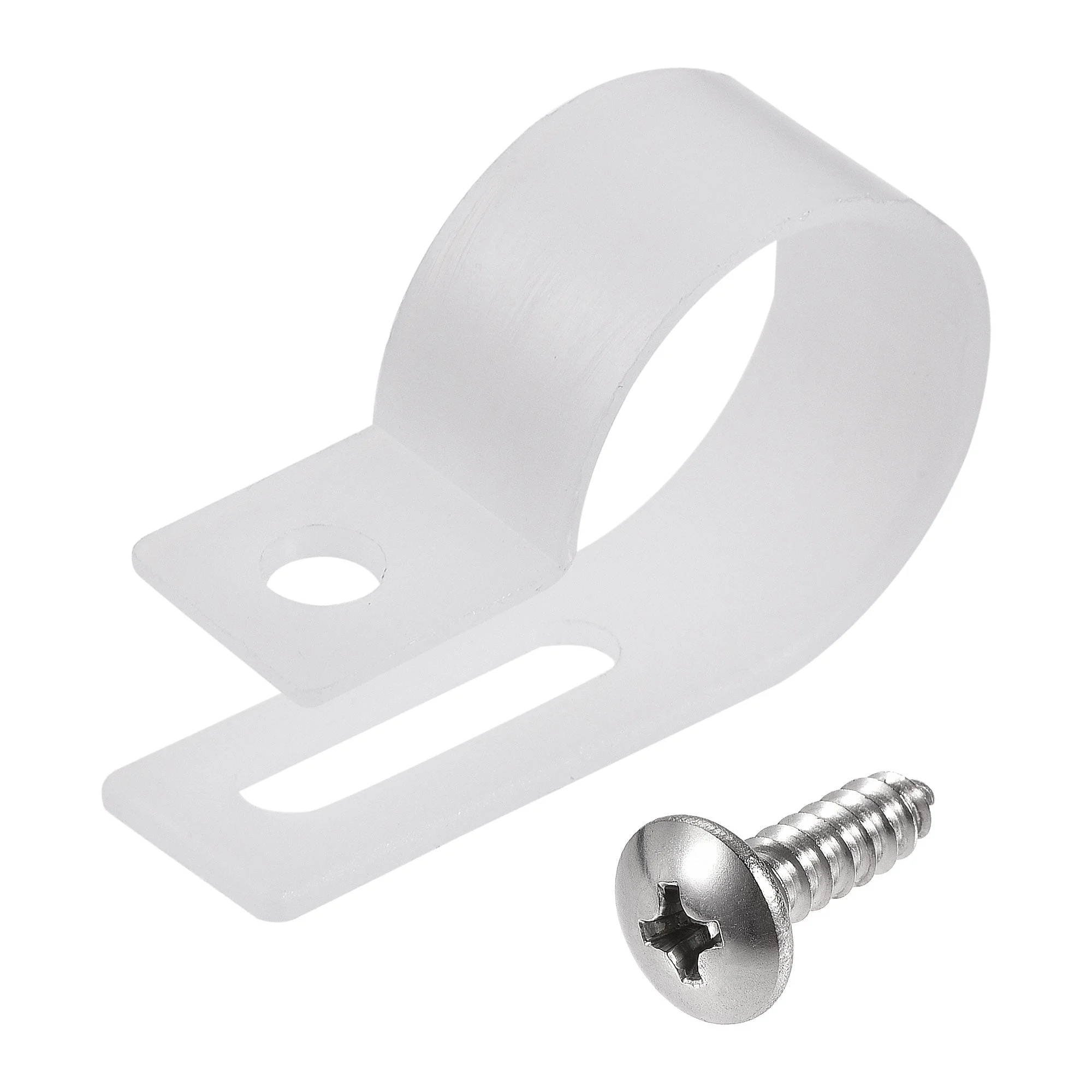 Uxcell 19mm Nylon R Type Cable Clip Wire Clamp with Screws White 50pcs