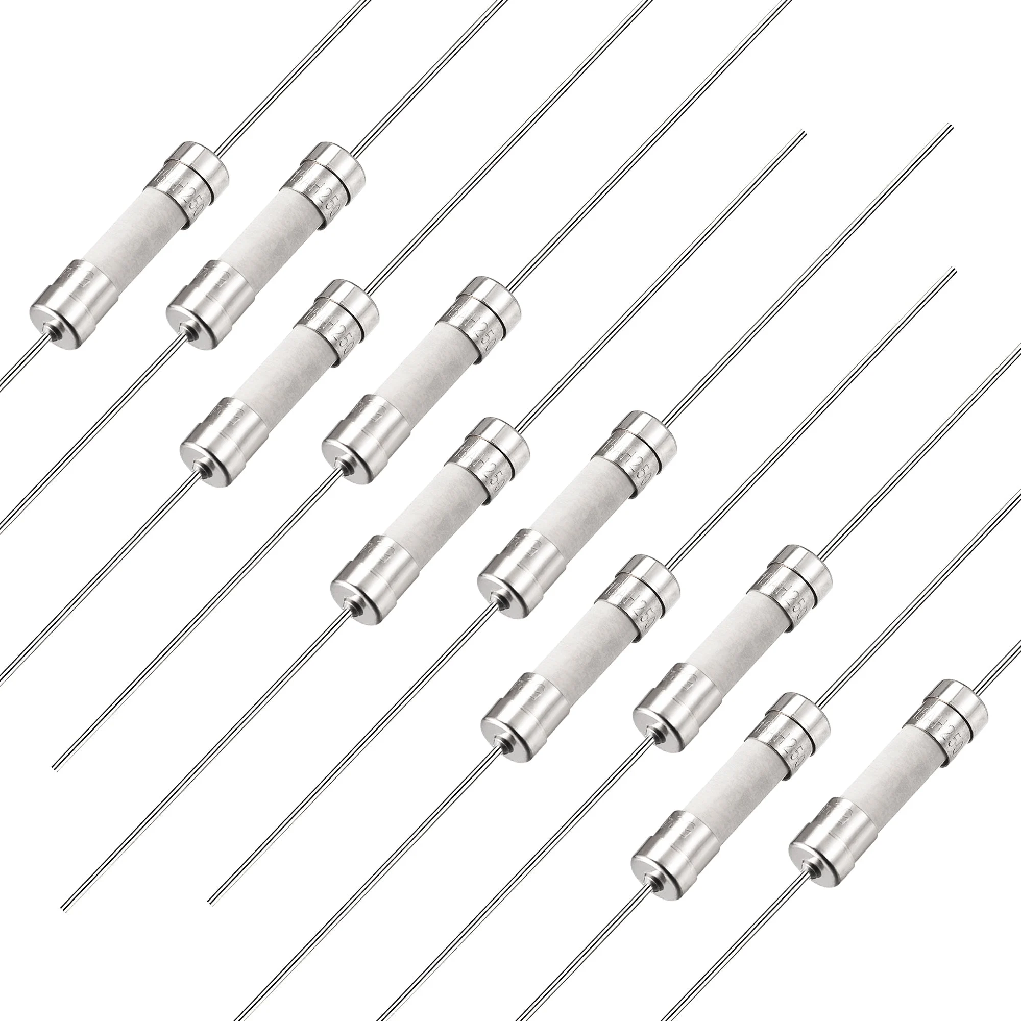 Slow Blow Fuse Time Delay Lead Wire Ceramic Fuses 5mm x 20mm 250V T15A 10Pcs