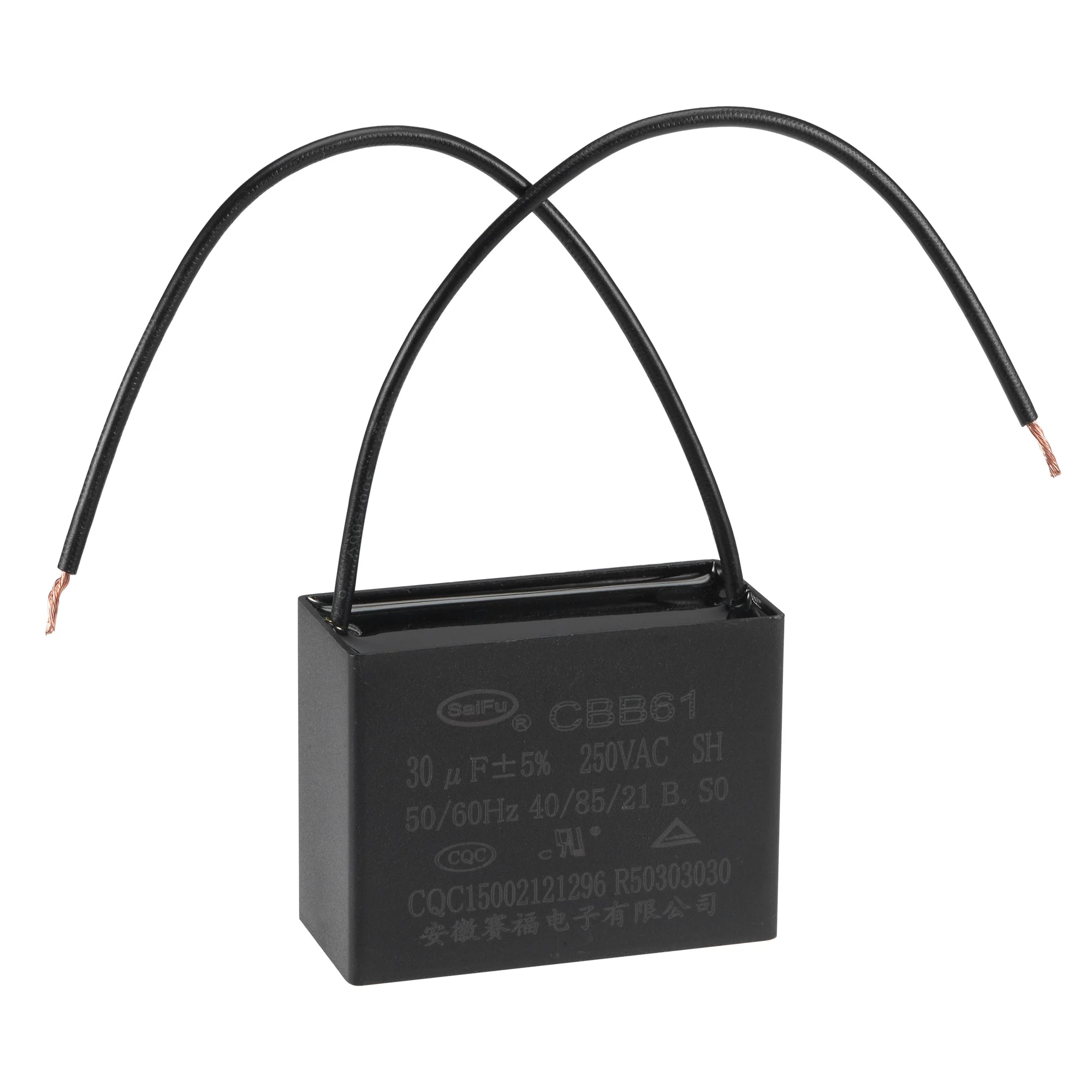 Ceiling Fan Capacitor CBB61 30uF 250V AC 2 Wires Metallized Polypropylene Film Capacitor 58x45x26mm for Electric Fan Pump Motor Generator