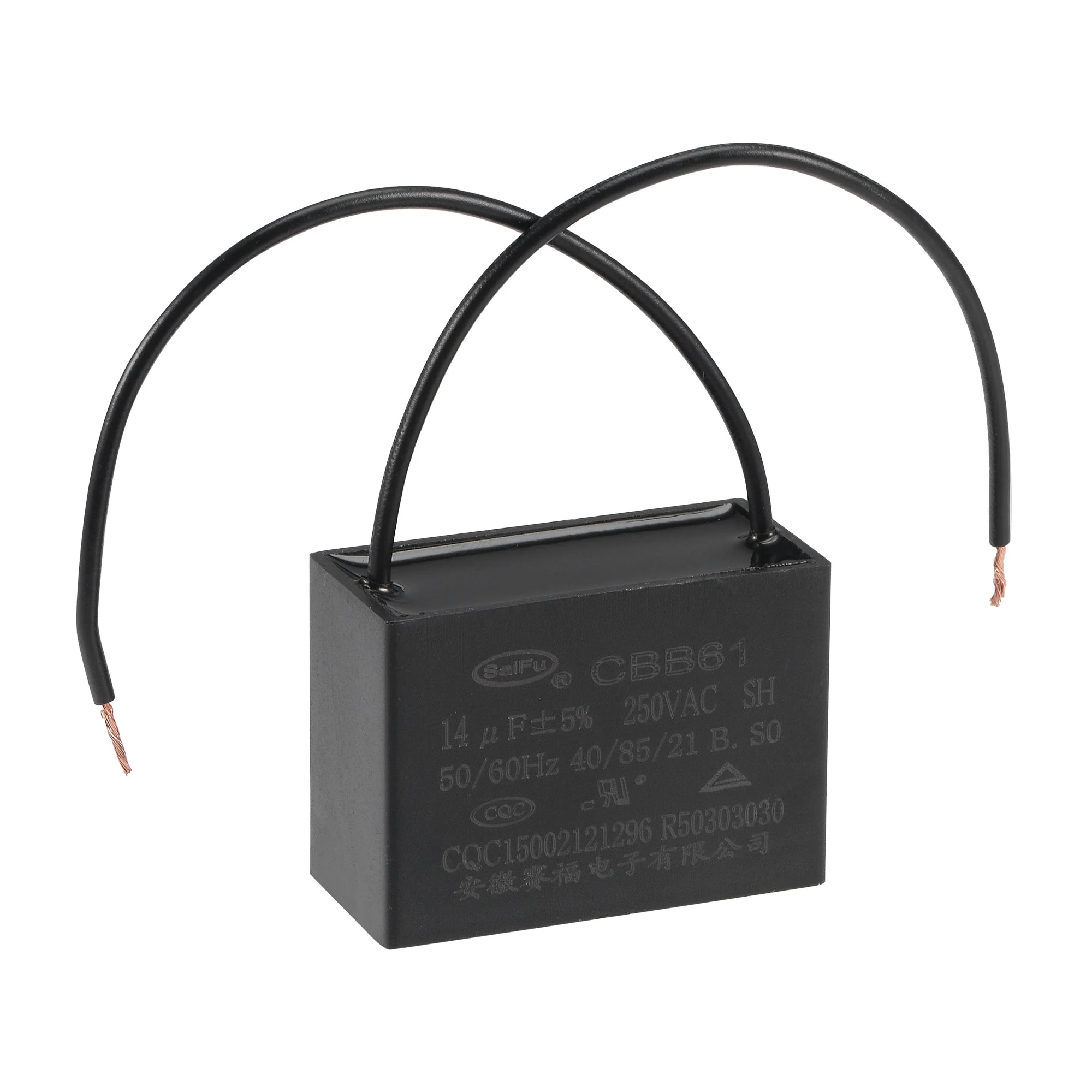 Ceiling Fan Capacitor CBB61 14uF 250V AC 2 Wires Metallized Polypropylene Film Capacitor 47x34x22mm for Electric Fan Pump Motor Generator