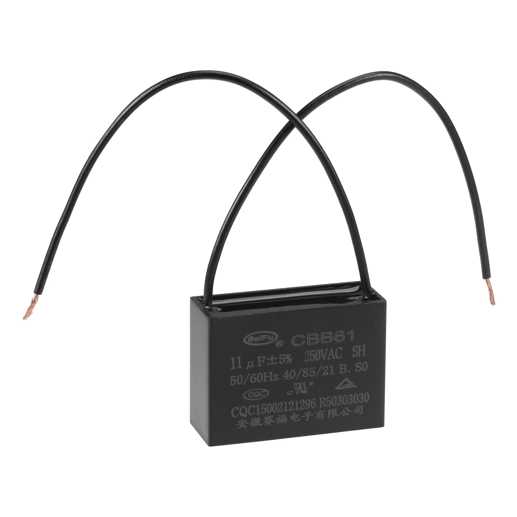 Ceiling Fan Capacitor CBB61 11uF 250V AC 2 Wires Metallized Polypropylene Film Capacitor 47x34x18mm for Electric Fan Pump Motor Generator