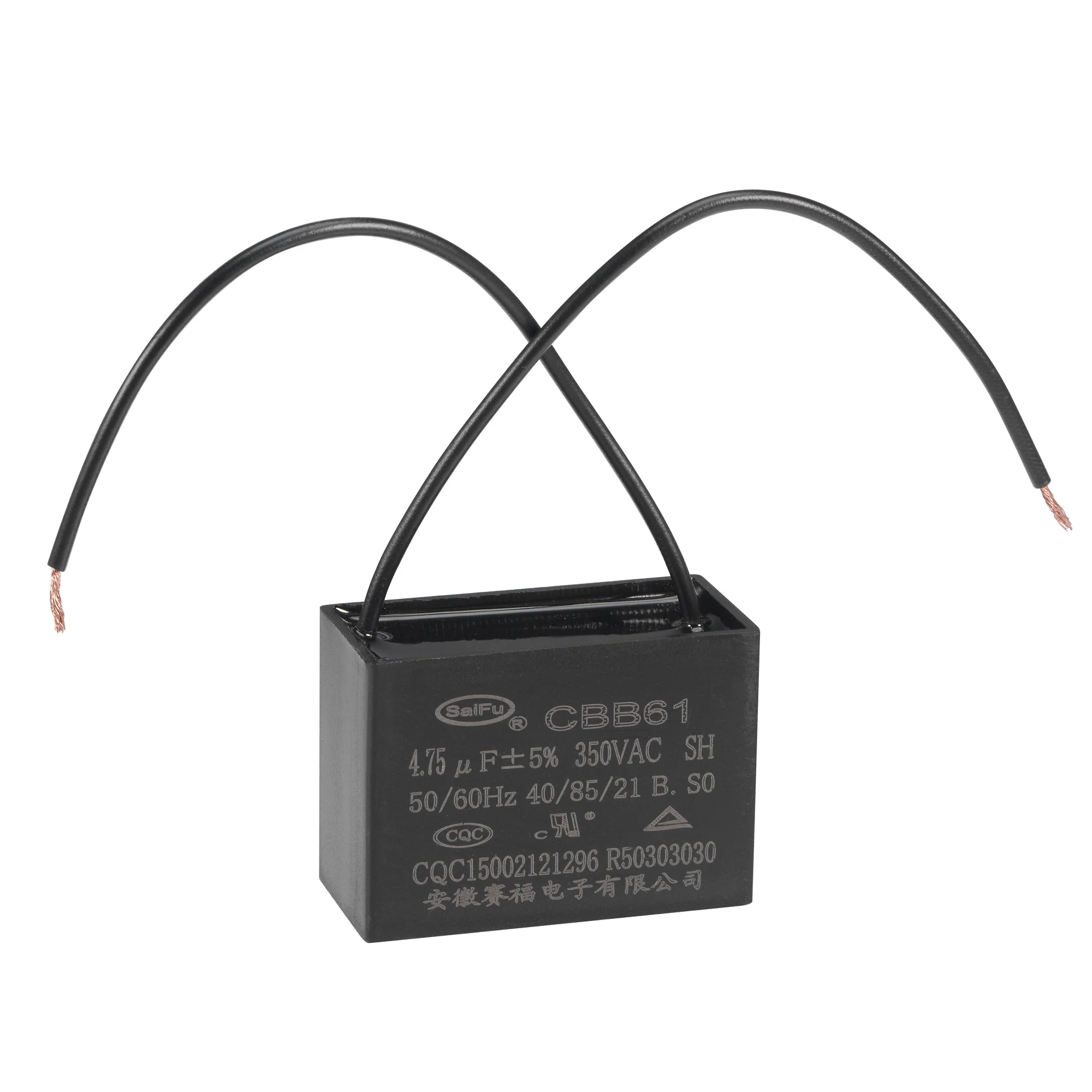 Ceiling Fan Capacitor CBB61 4.75uF 350V AC 2 Wires Metallized Polypropylene Film Capacitor 47x34x22mm for Electric Fan Pump Motor Generator