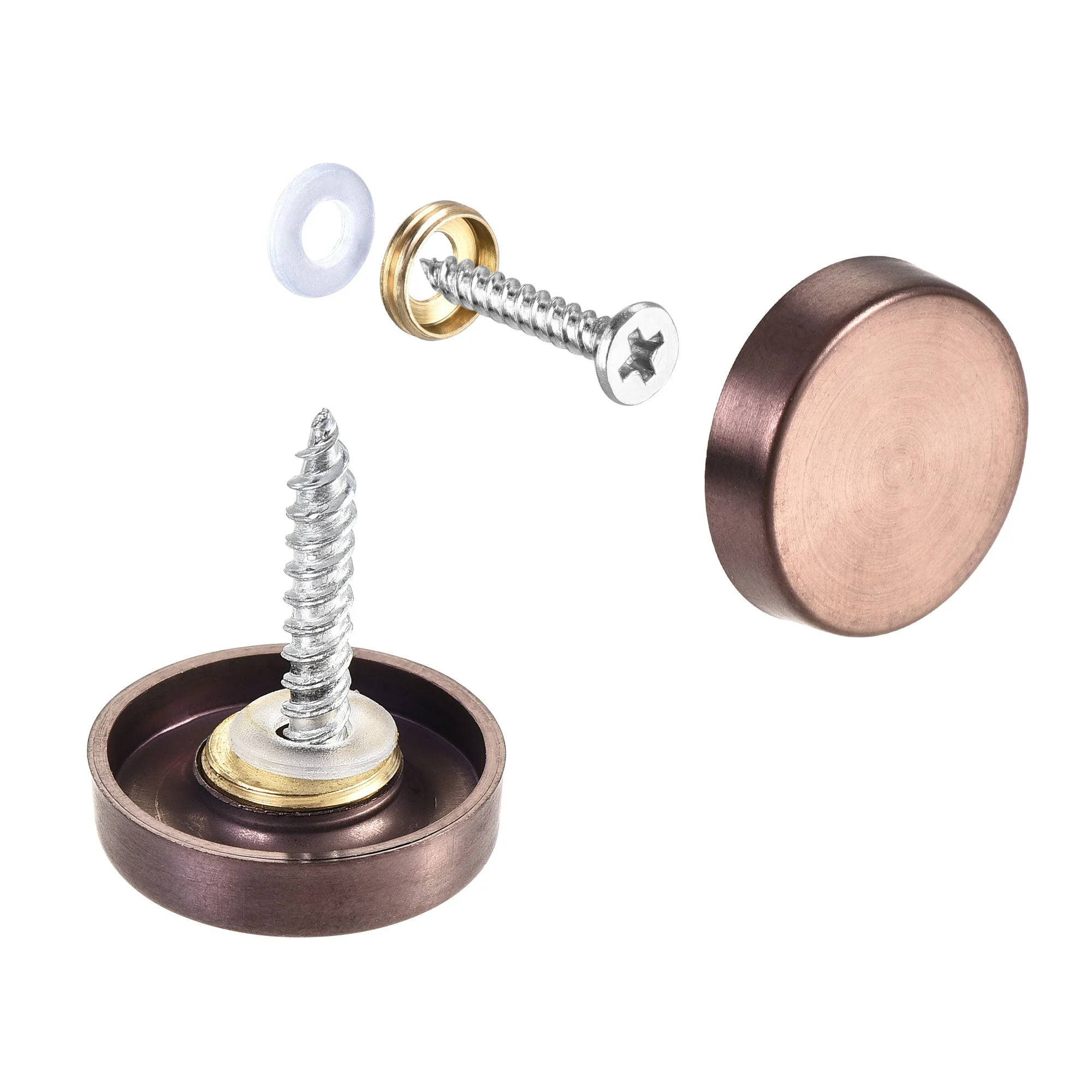 Mirror Screws, 19mm/0.75", 10pcs Decorative Cap Fasteners Cover Nails, Wire Drawing, Rose Gold 304 Stainless Steel