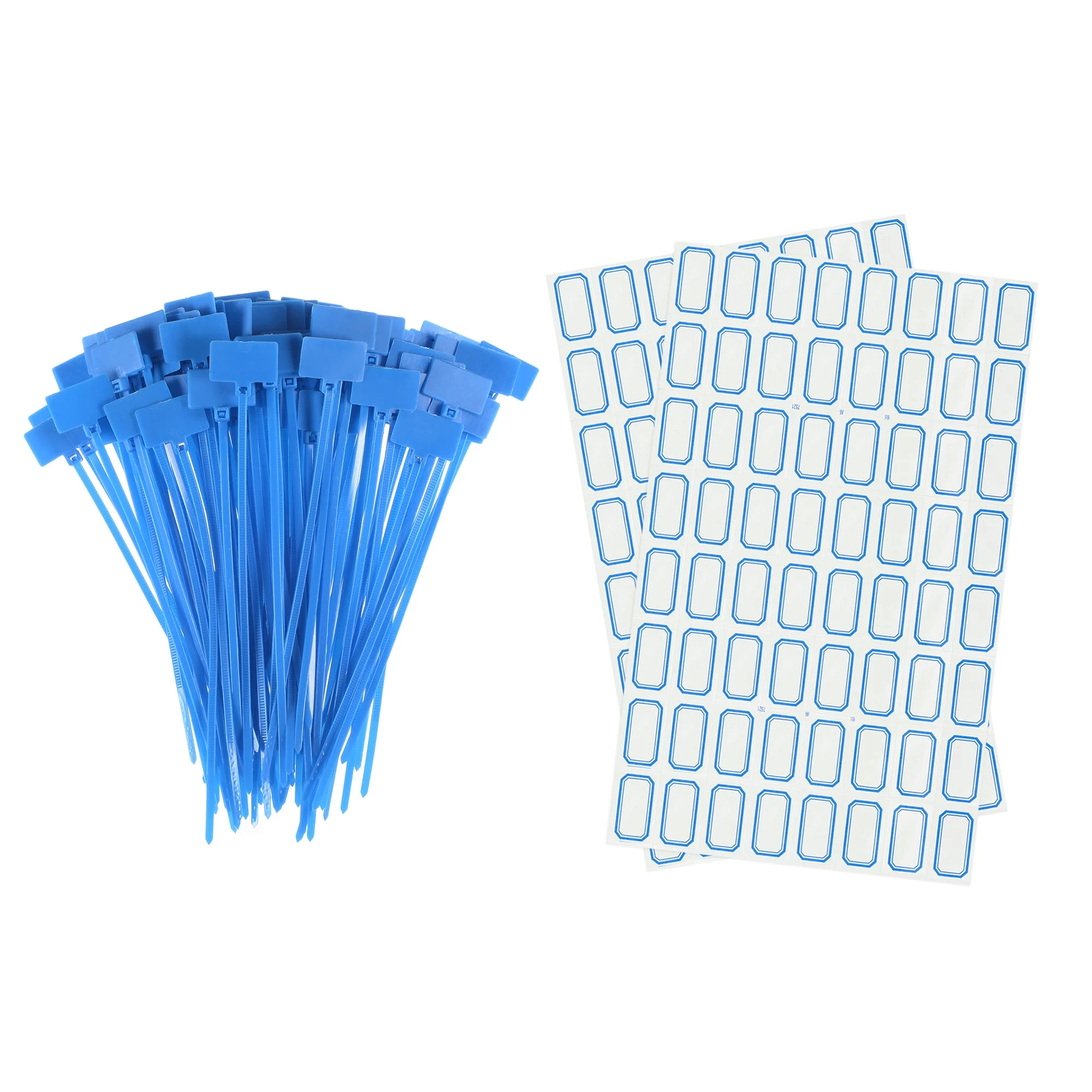 100pcs Nylon Cable Ties Tags Label Marker Self-Locking for Marking Organizing Blue