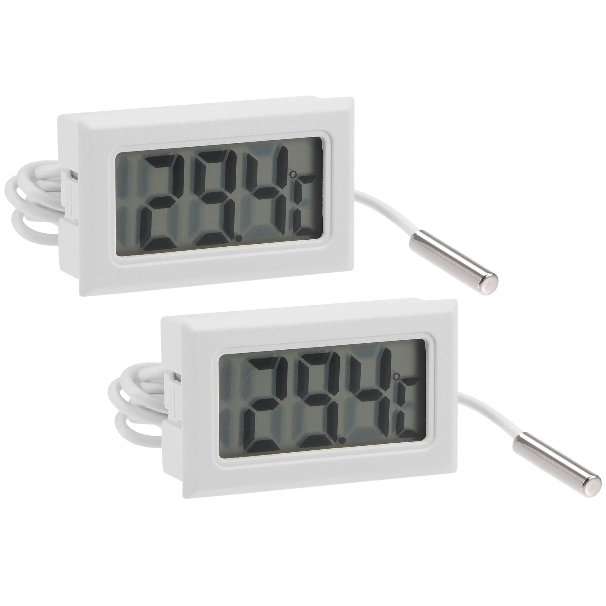 Digital Thermometer -50 to 110 Degree 10K with 2m NTC Sensor Probe Cable White 2pcs(Not Included Battery)