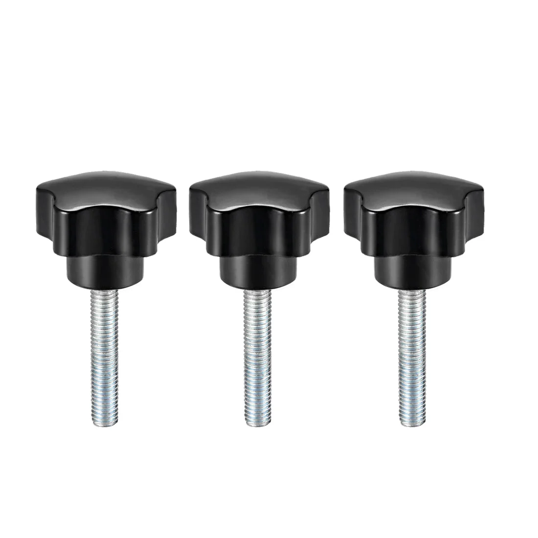 Uxcell 3 Pcs Star Knobs Grips Male Thread Steel Zinc Stud Black PP