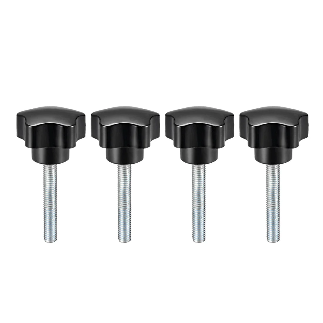 Uxcell 4 Pcs Star Knobs Grips Male Thread Steel Zinc Stud Black PP