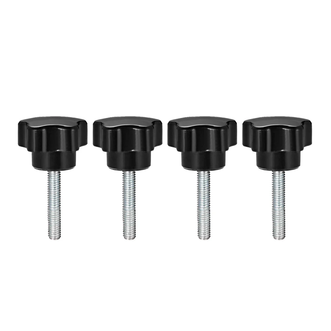 Uxcell 4Pcs Star Knobs Grips Male Thread Steel Zinc Stud Replacement Black PP