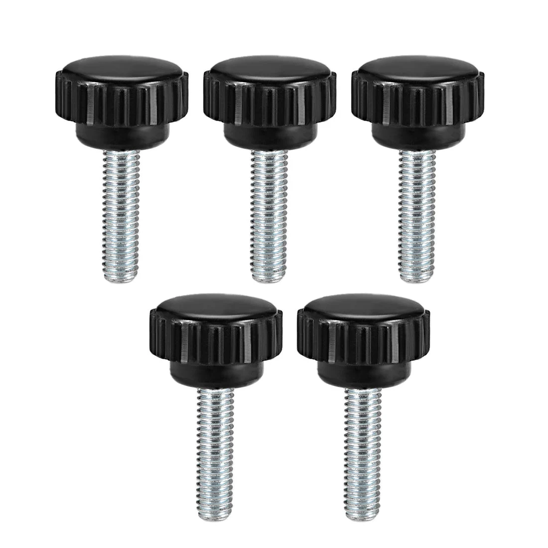 Uxcell Male Threaded Knurled Knobs Grip Thumb Screw on Mechanical Round Head 5 Pcs