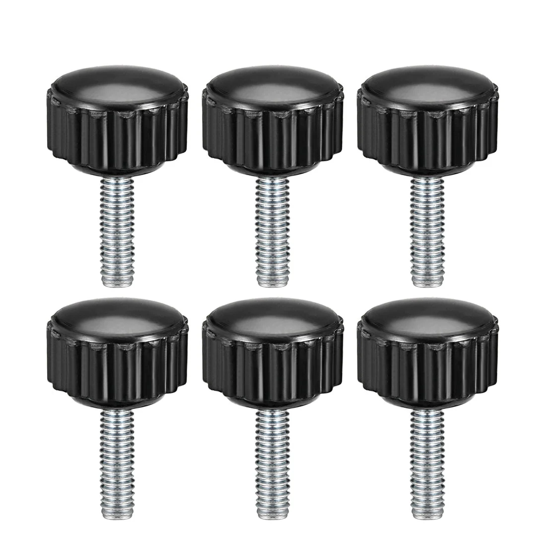 Uxcell Male Threaded Knurled Knobs Grip Thumb Screw on Mechanical Round Head 6 Pcs