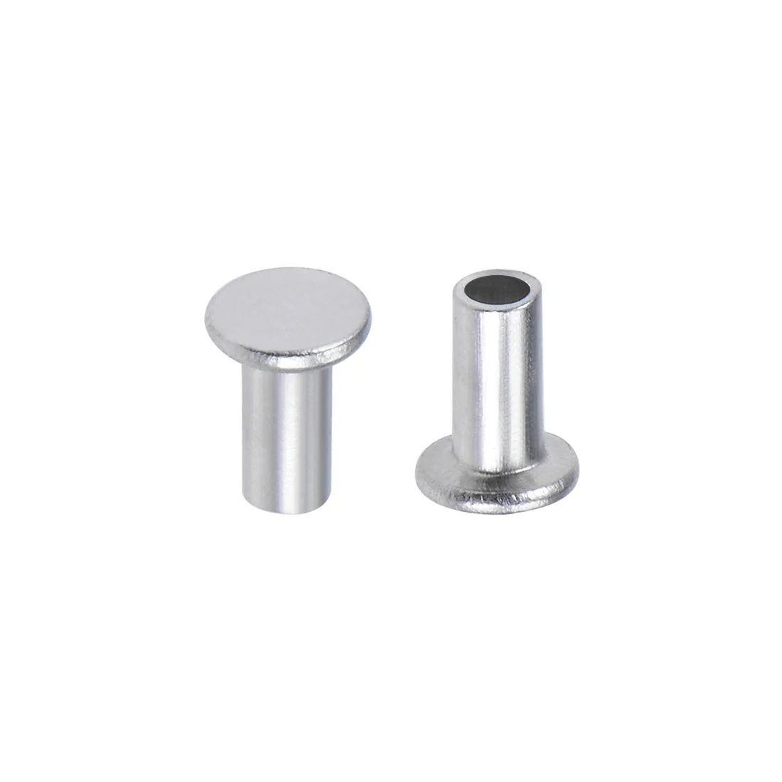 Uxcell 100 Pcs Aluminum Flat Head Semi-Tubular Rivets Silver Tone