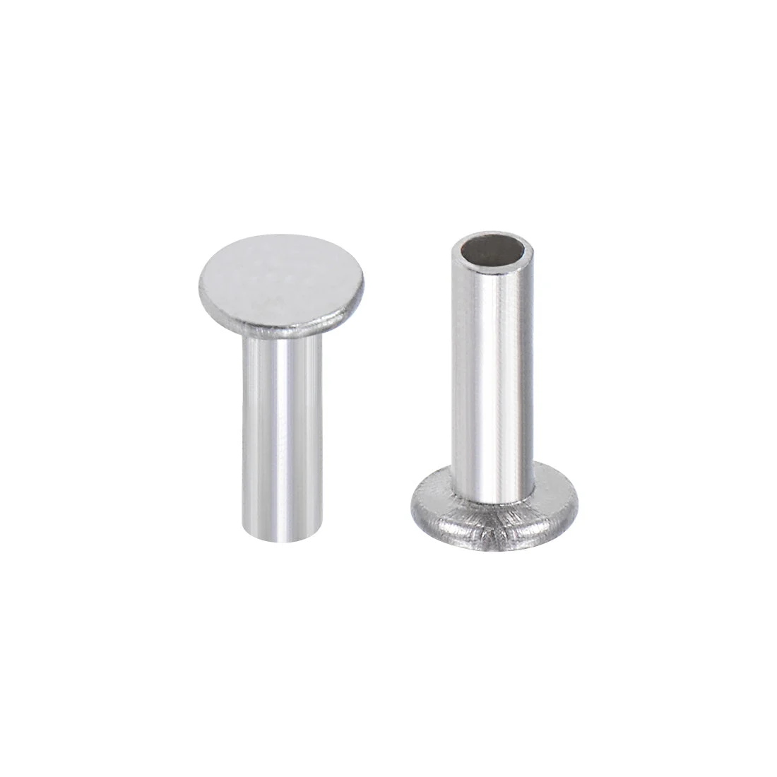 Uxcell 100 Pcs M2 Aluminum Flat Head Semi-Tubular Rivets Silver Tone