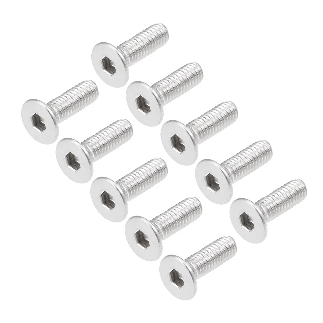 Uxcell Flat Head Machine Screw Inner Hex Screw Stainless Steel Fasteners Bolt 40Pcs
