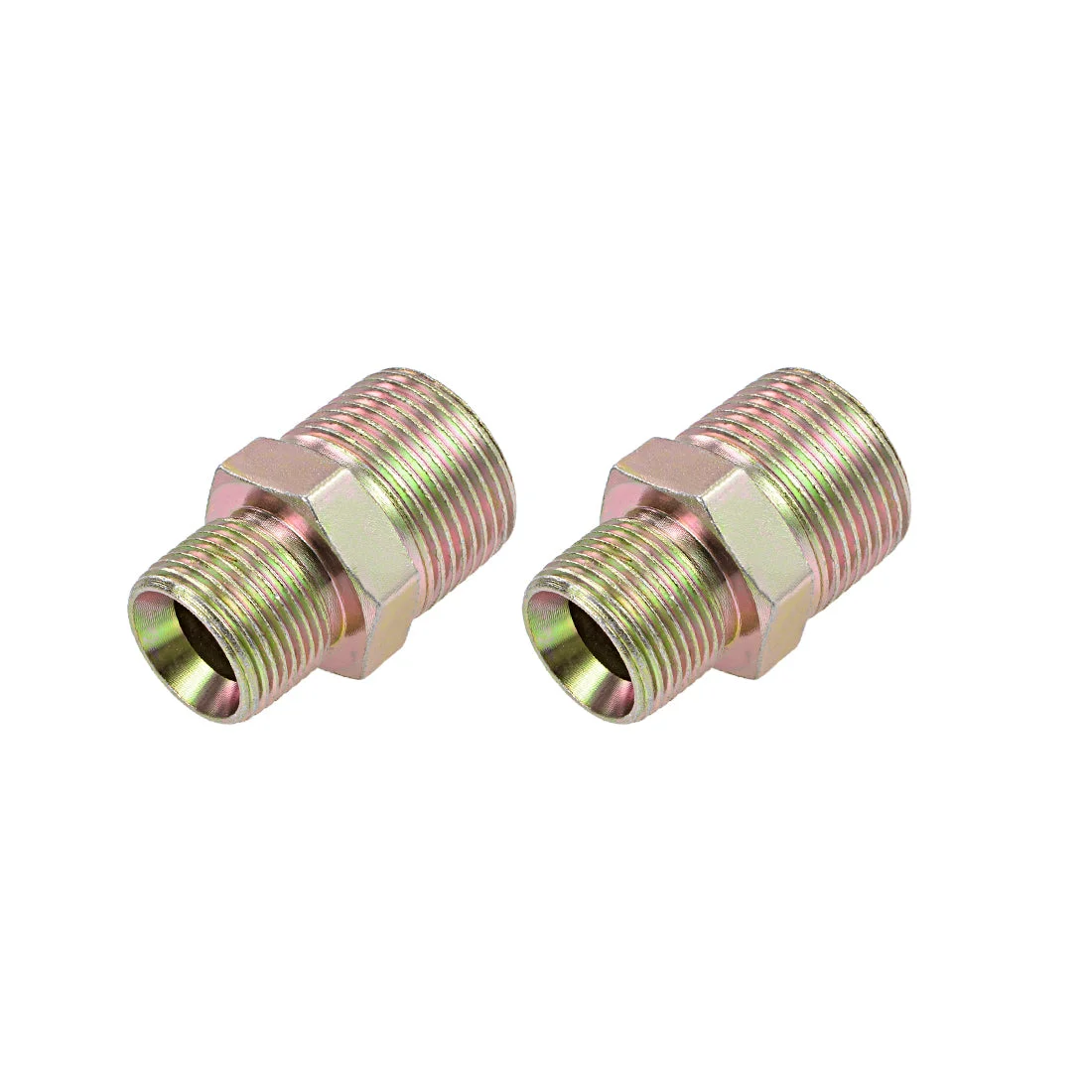 Uxcell Reducing Pipe Fitting - Reducer Hex Nipple - 1 X 3/4 BSP Male Connector Zinc Finish Plating 2Pcs