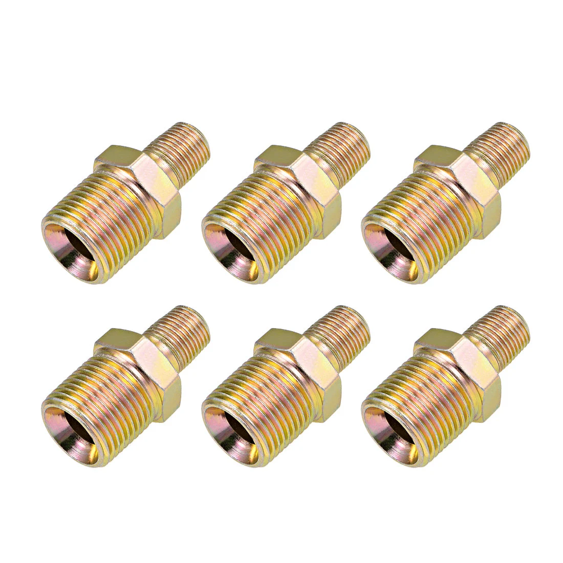Uxcell Reducing Pipe Fittings Reducer Hex 1/2 PT x 3/8 BSP Male 6Pcs