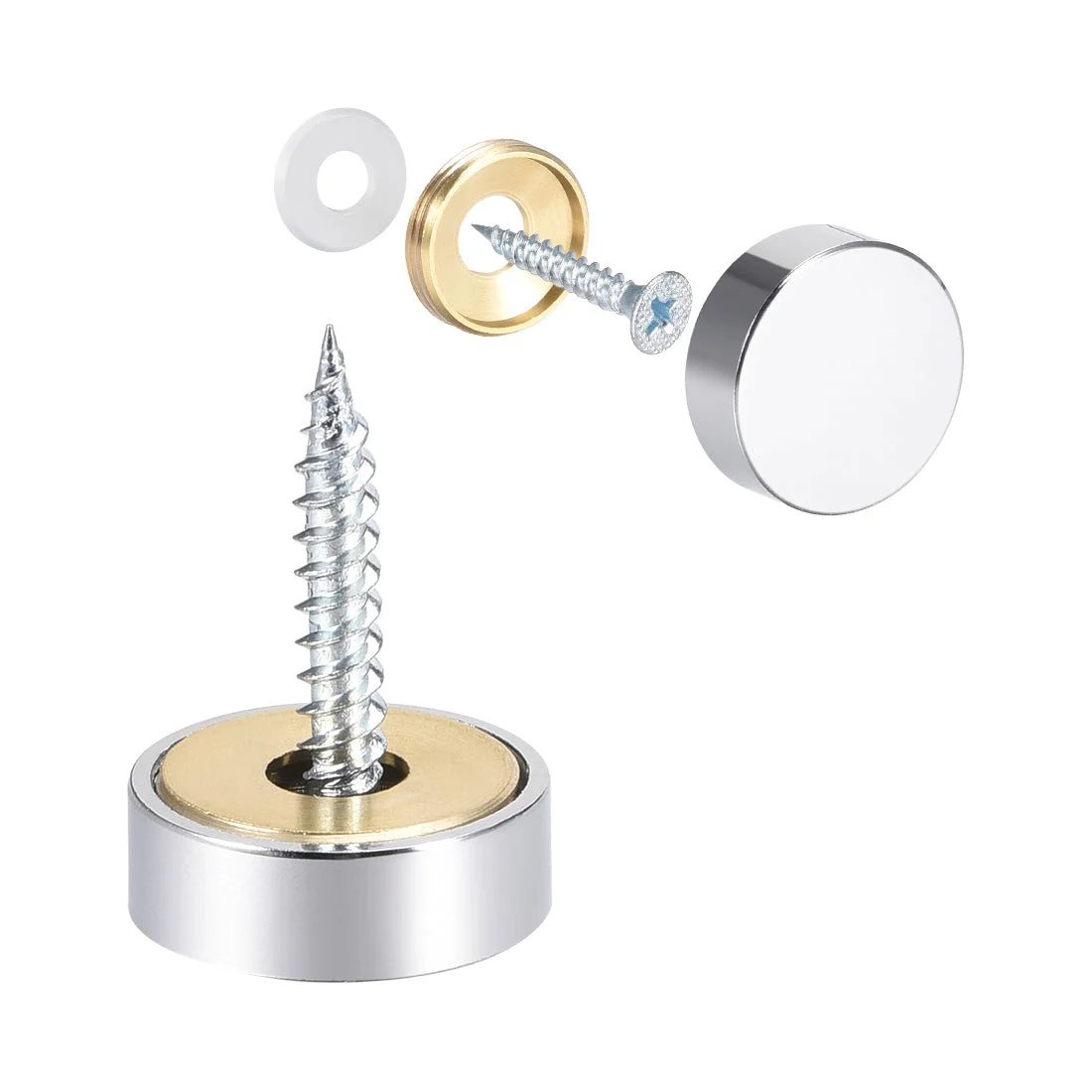 Uxcell Mirror Screws Decorative Caps Cover Stainless Steel 4pcs