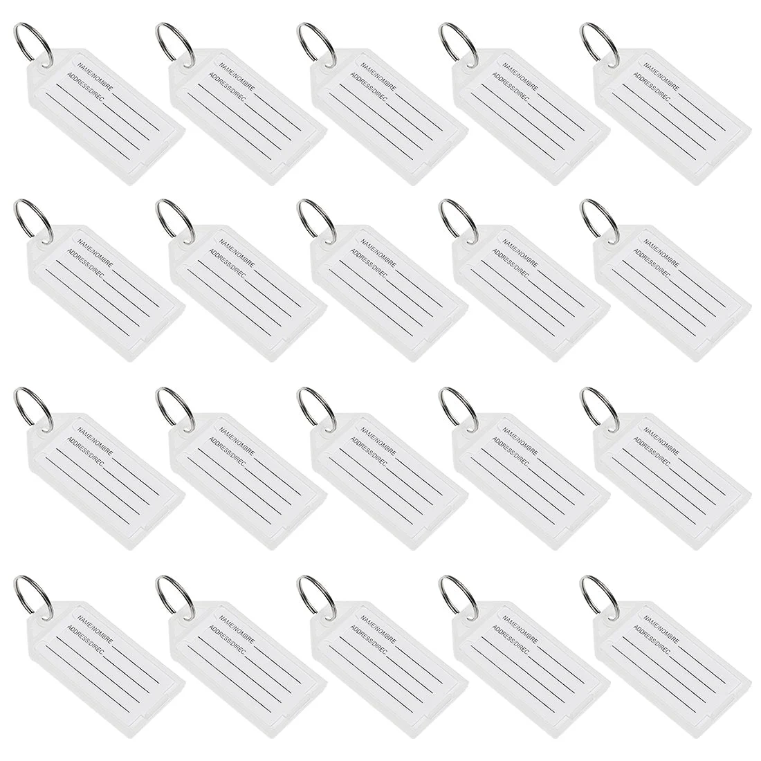Uxcell Plastic Key Tags with Split Ring Keychain ID Luggage Label Window 20 Pcs