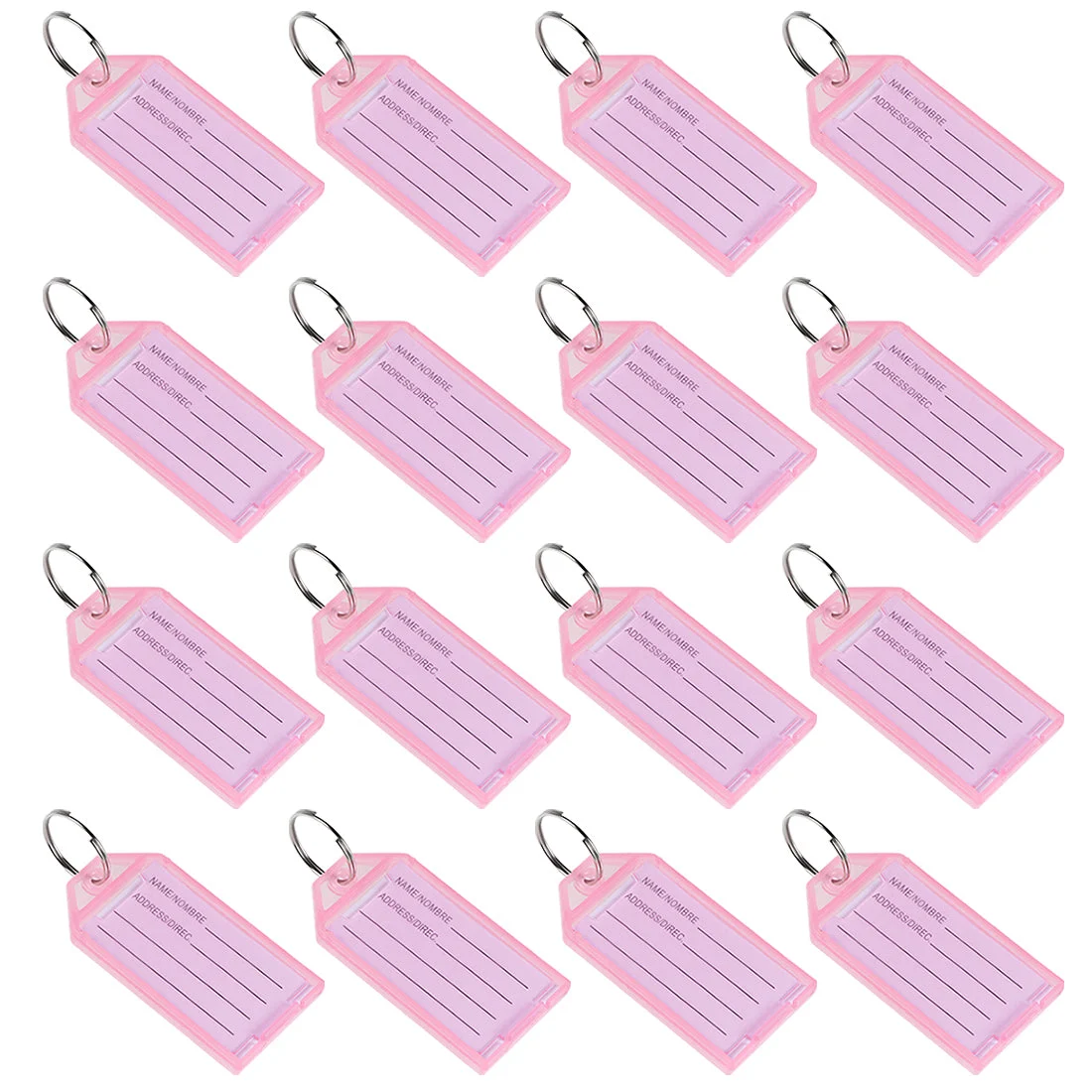 Uxcell Plastic Key Tags with Split Ring Keychain ID Luggage Label Window 16 Pcs