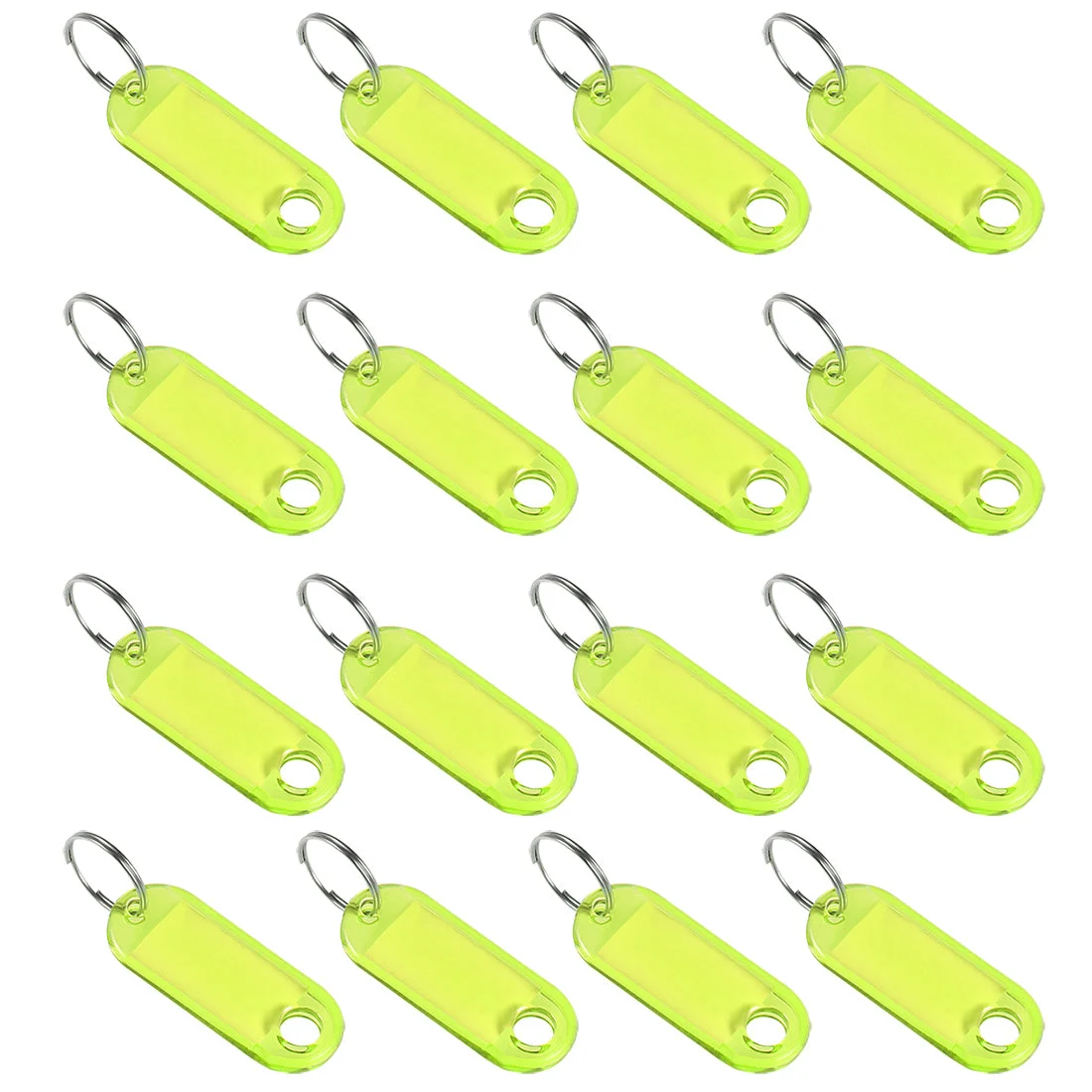 Uxcell 16pcs of Plastic Key Tags with Split Ring Keychain ID Luggage Label Window