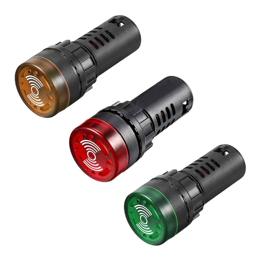 Uxcell AC/DC 12V Polit Light with Buzzer Flashing Alarm 22mm Panel LED Indicators 3pcs