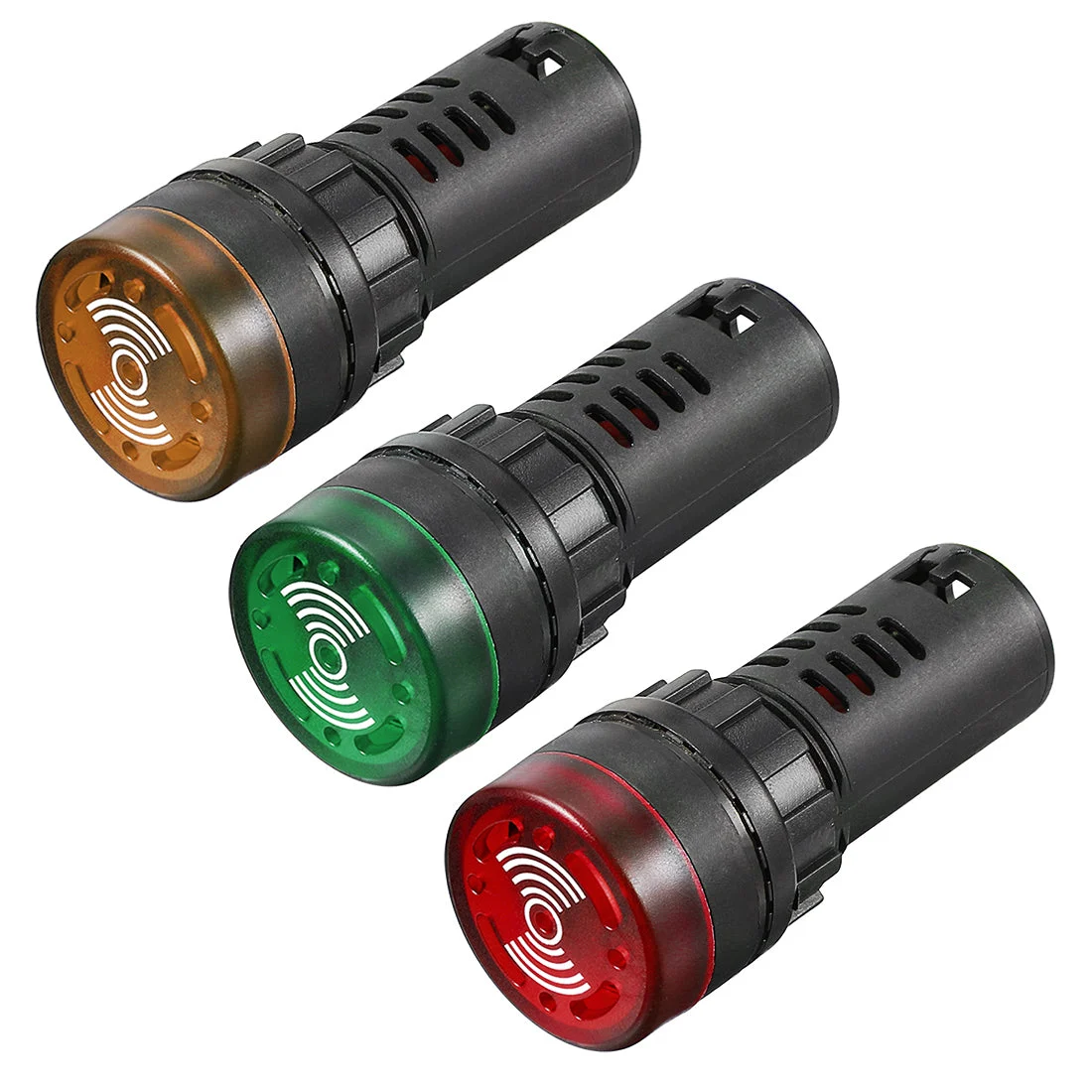 Uxcell AC/DC 24V Indicator Light with Buzzer Flashing Alarm 22mm Panel LED Indicators 3pcs
