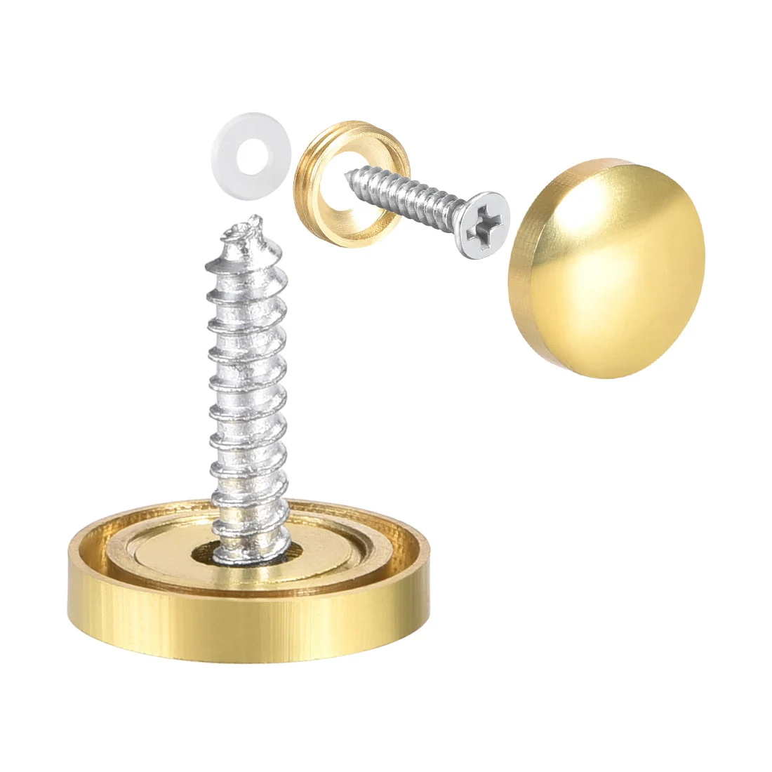 Uxcell Mirror Screw Decorative Cap Cover Nail Stainless Steel 8 pcs
