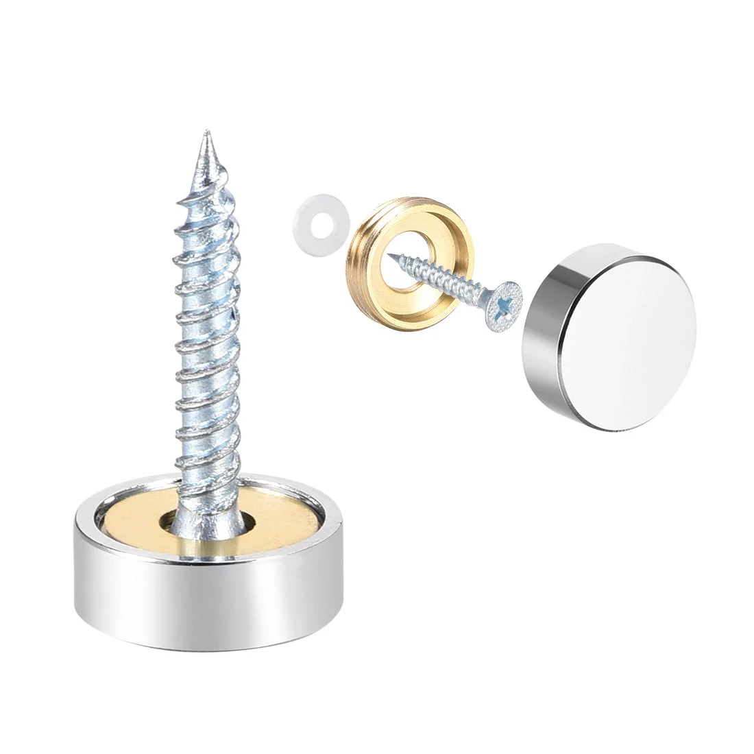 Uxcell Mirror Screw Decorative Cap Cover Nail Stainless Steel 8pcs