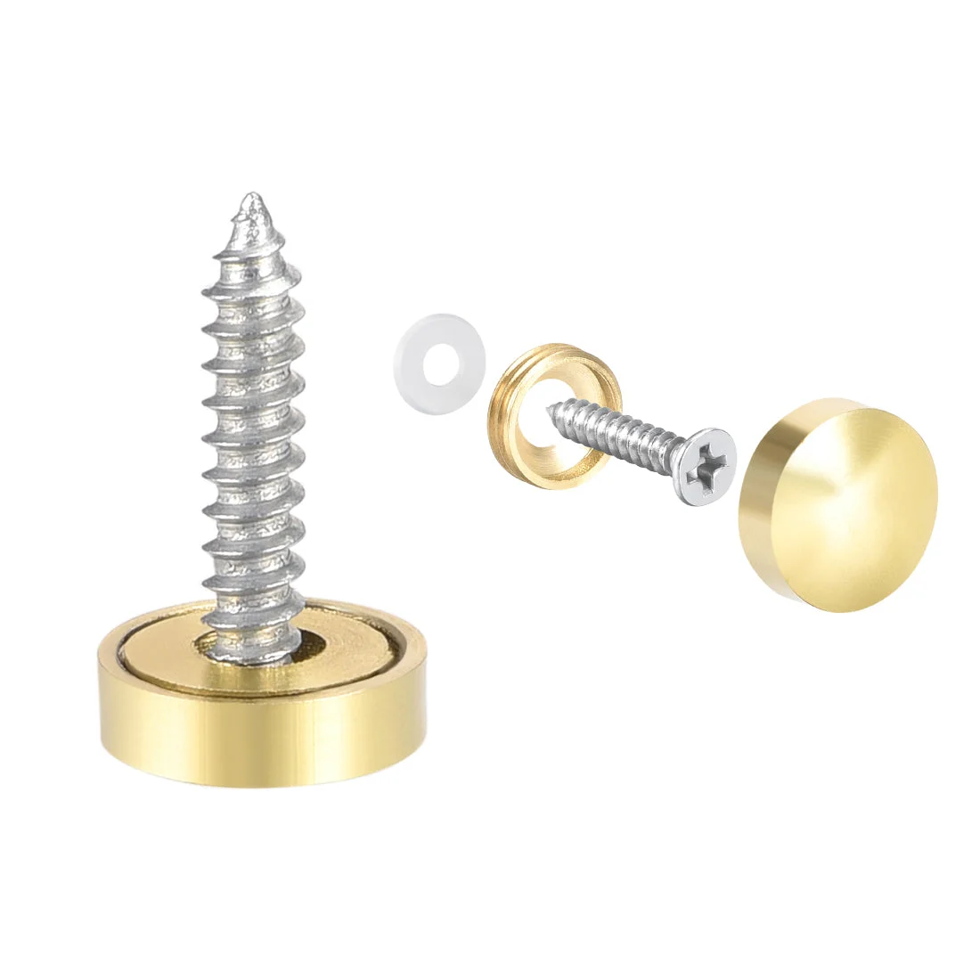 Uxcell Mirror Screw Decorative Cap Cover Nail Stainless Steel 4pcs