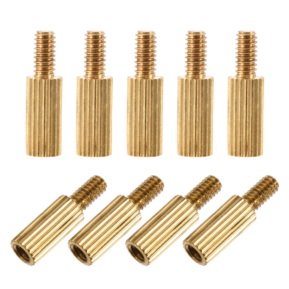Uxcell M2 x 6 mm + 4 mm Male to Female Cylinder Knurled Brass Spacer Standoff 55pcs