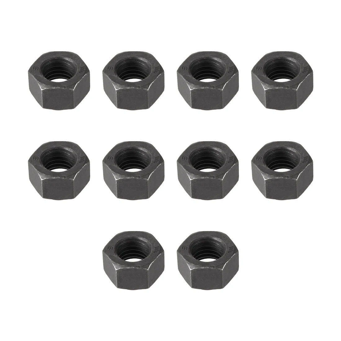 Uxcell Metric Carbon Steel Grade 8.8 Hexagon Hex Nut Black 10pcs