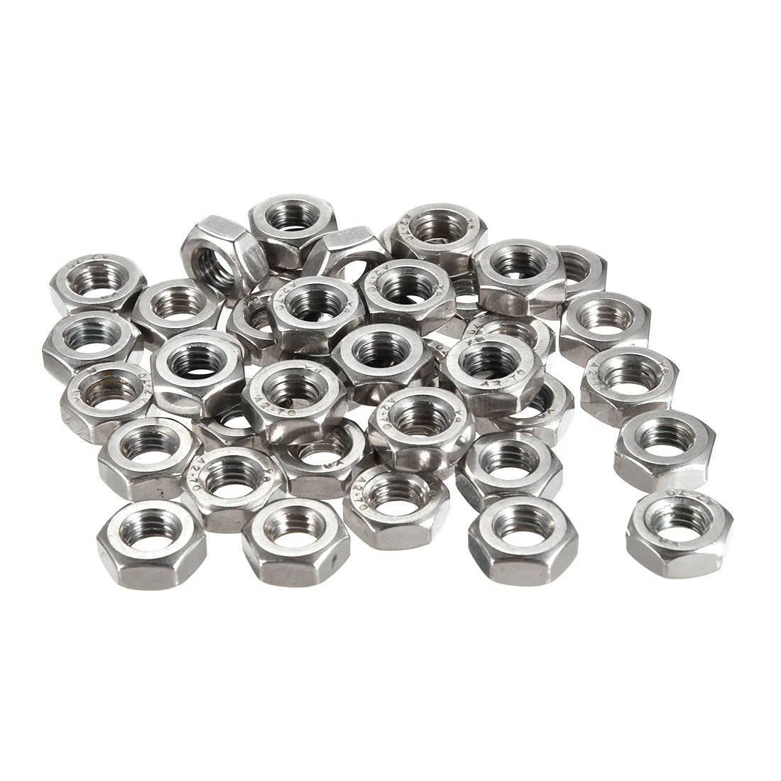 Uxcell Nickel Plating Metric Carbon Steel Hexagon Hex Nut Silver Tone 200pcs