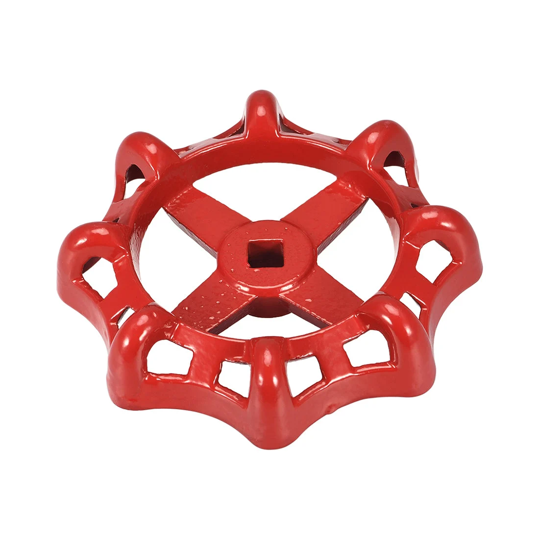 Uxcell Round Wheel Handle Square Broach 12x12mm Wheel OD 150mm Paint Cast Steel 1Pcs