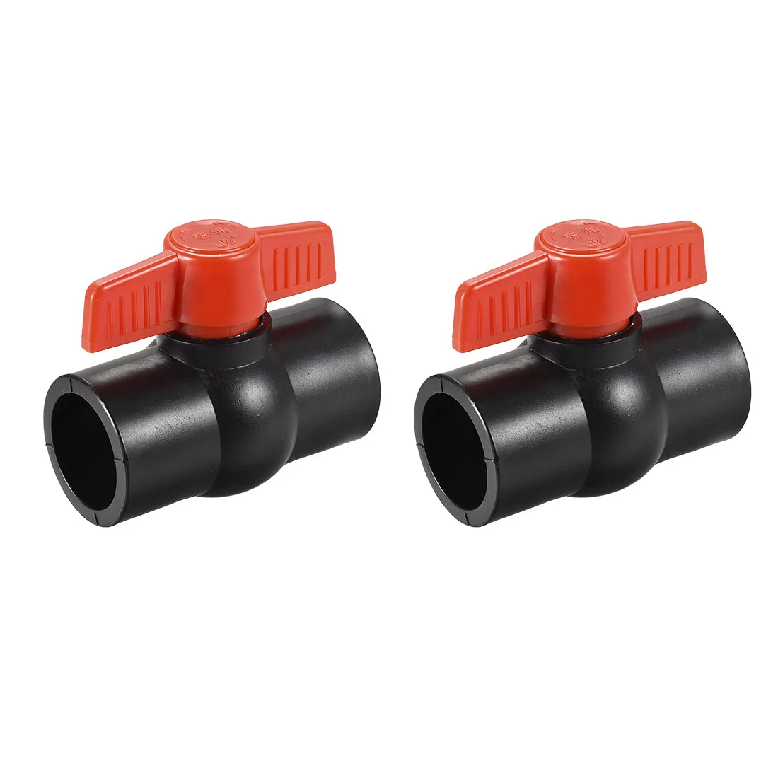 Uxcell Ball Valve, 40mm Inner Diameter, Socket Type, for Control Water Flow, PE Black Red 2Pcs