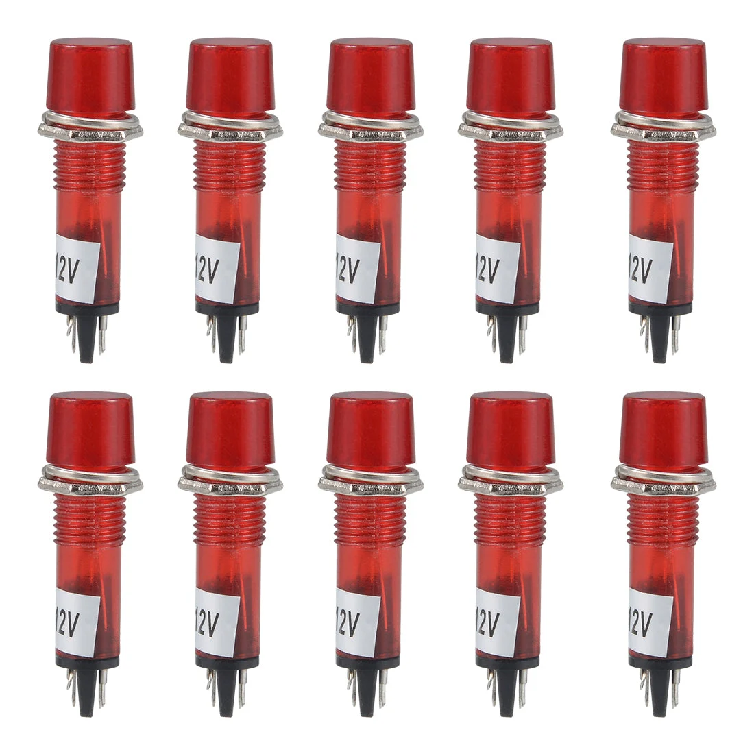 Uxcell Signal Indicator Dash Light DC 12V, LED Bulbs Red, Panel Mount 10Pcs