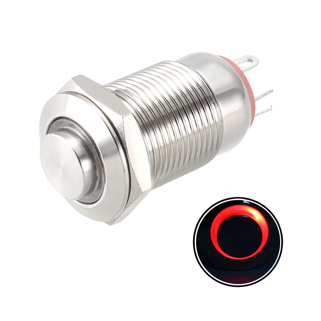 Uxcell Metal Push Button Switch High Head 12mm Mounting Dia 1NO 3-6V LED Light