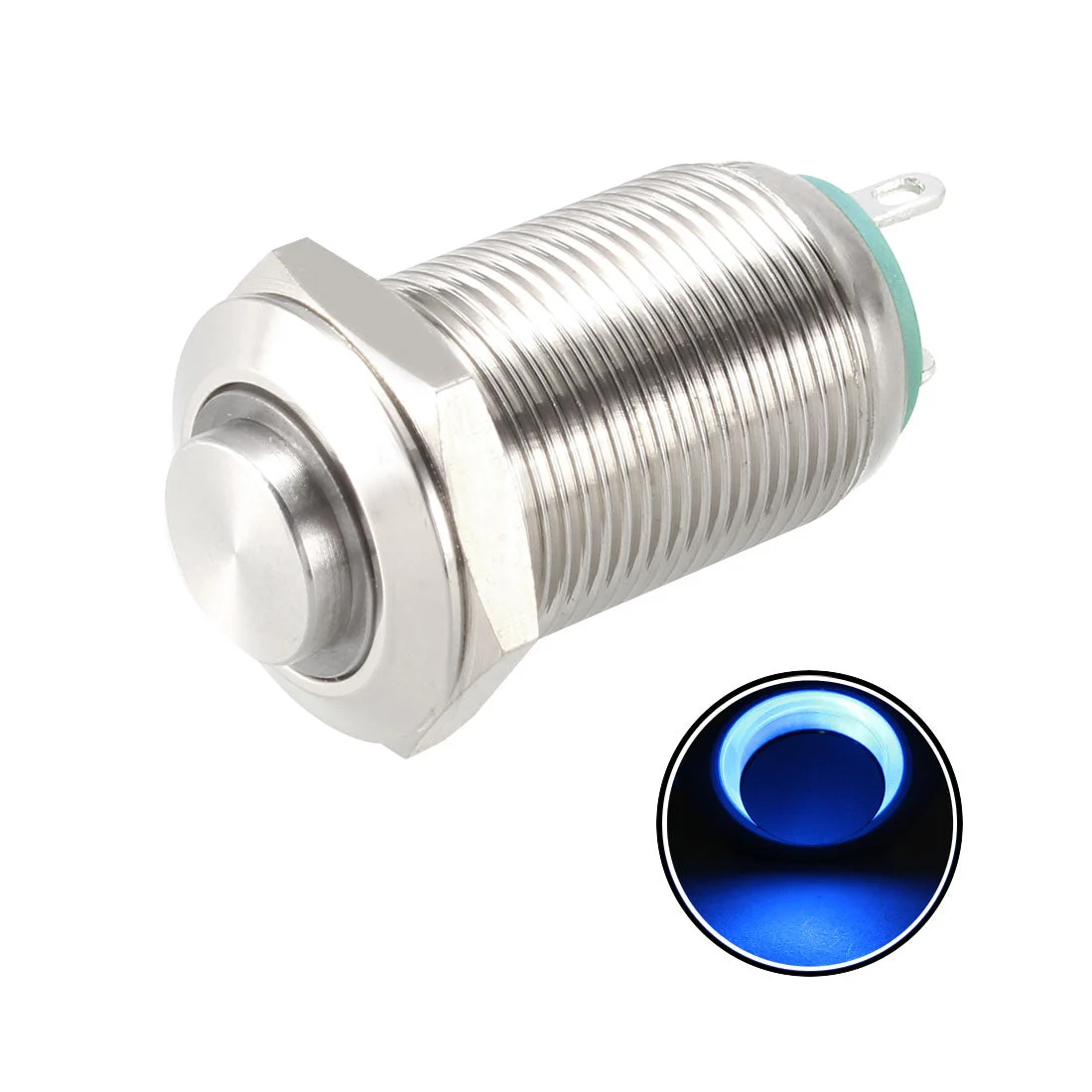 Uxcell Latching Metal Push Button Switch High Head Mounting Dia LED Light