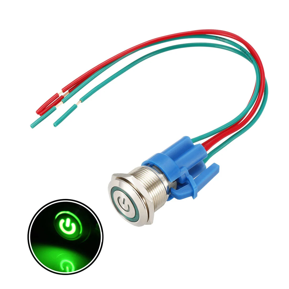 Uxcell Latching Metal Push Button Switch Mounting Dia LED Light with Socket