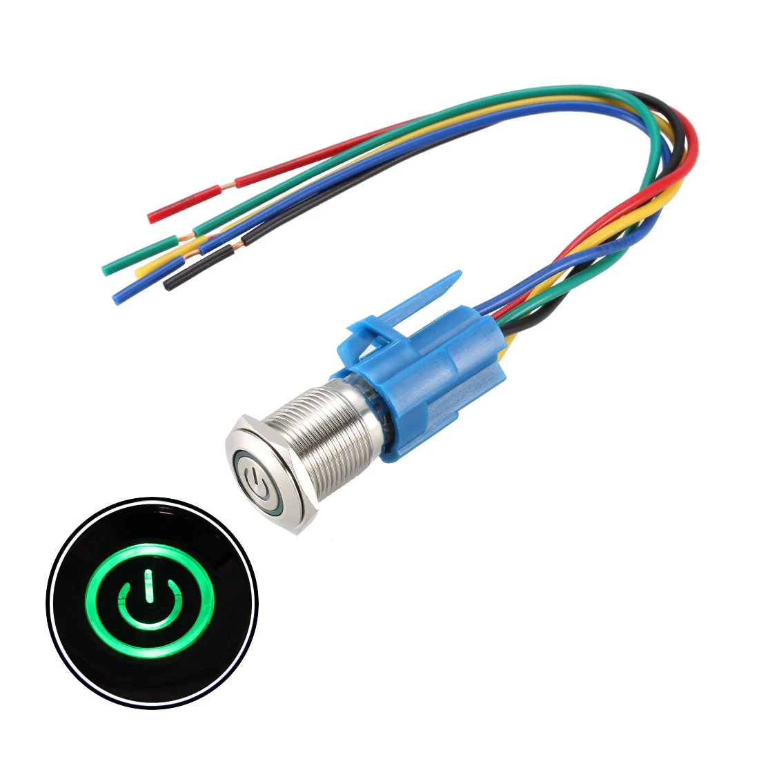 Uxcell Momentary Push Button Switch 16mm Mounting 1NC NO COM 24V Red LED with Socket